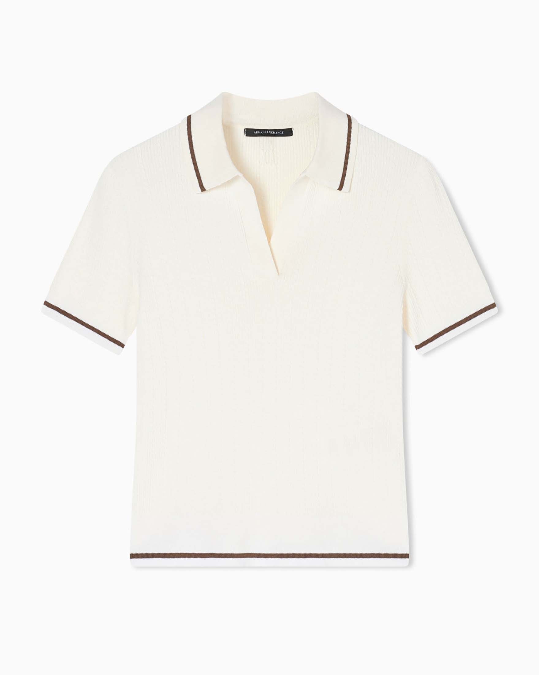 Polo Exchange avorio in misto viscosa con scollo a V