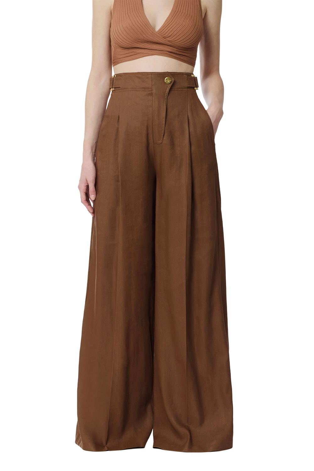 Pantalone in Misto Lino con Cinturini