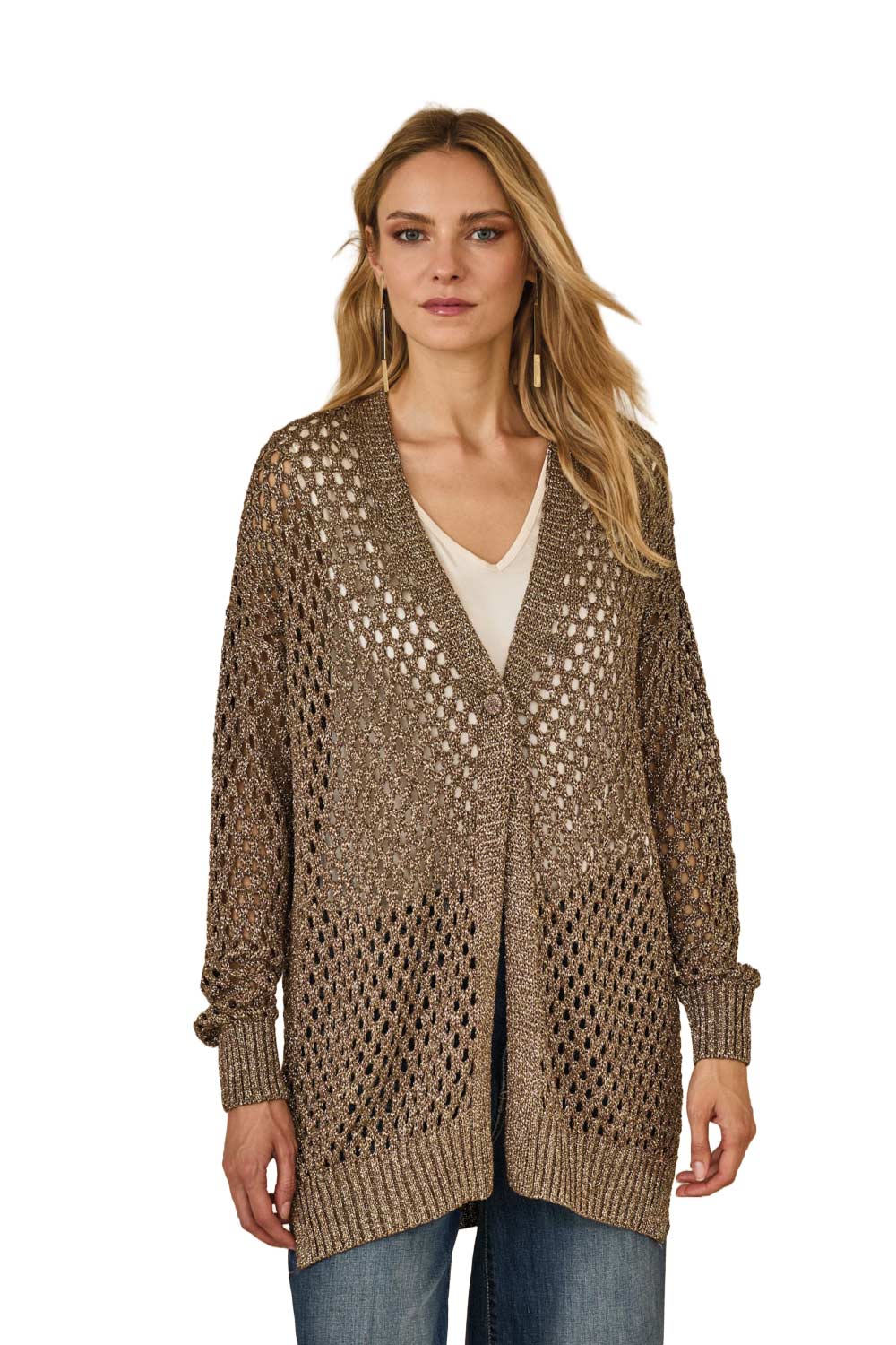 Cardigan Traforato con Lurex