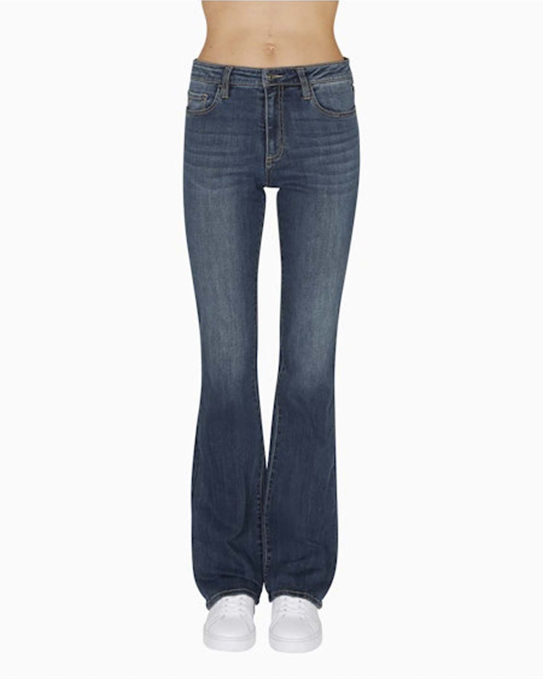 Jeans a zampa Armani Exchange lavaggio medio in misto cotone con logo ricamato