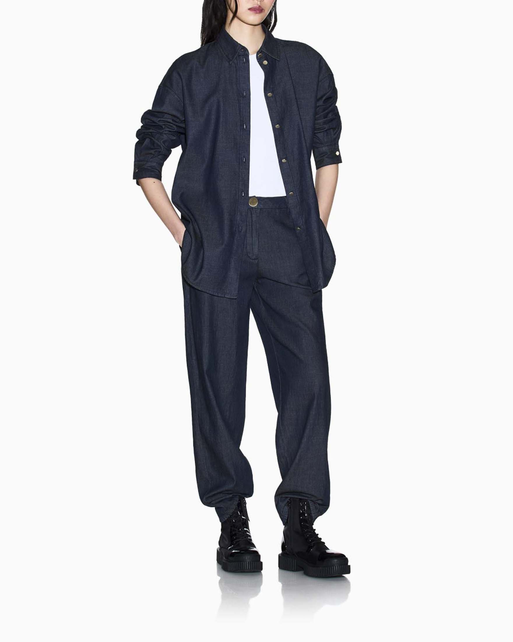 Jeans Armani Exchange lavaggio scuro in cotone a gamba larga