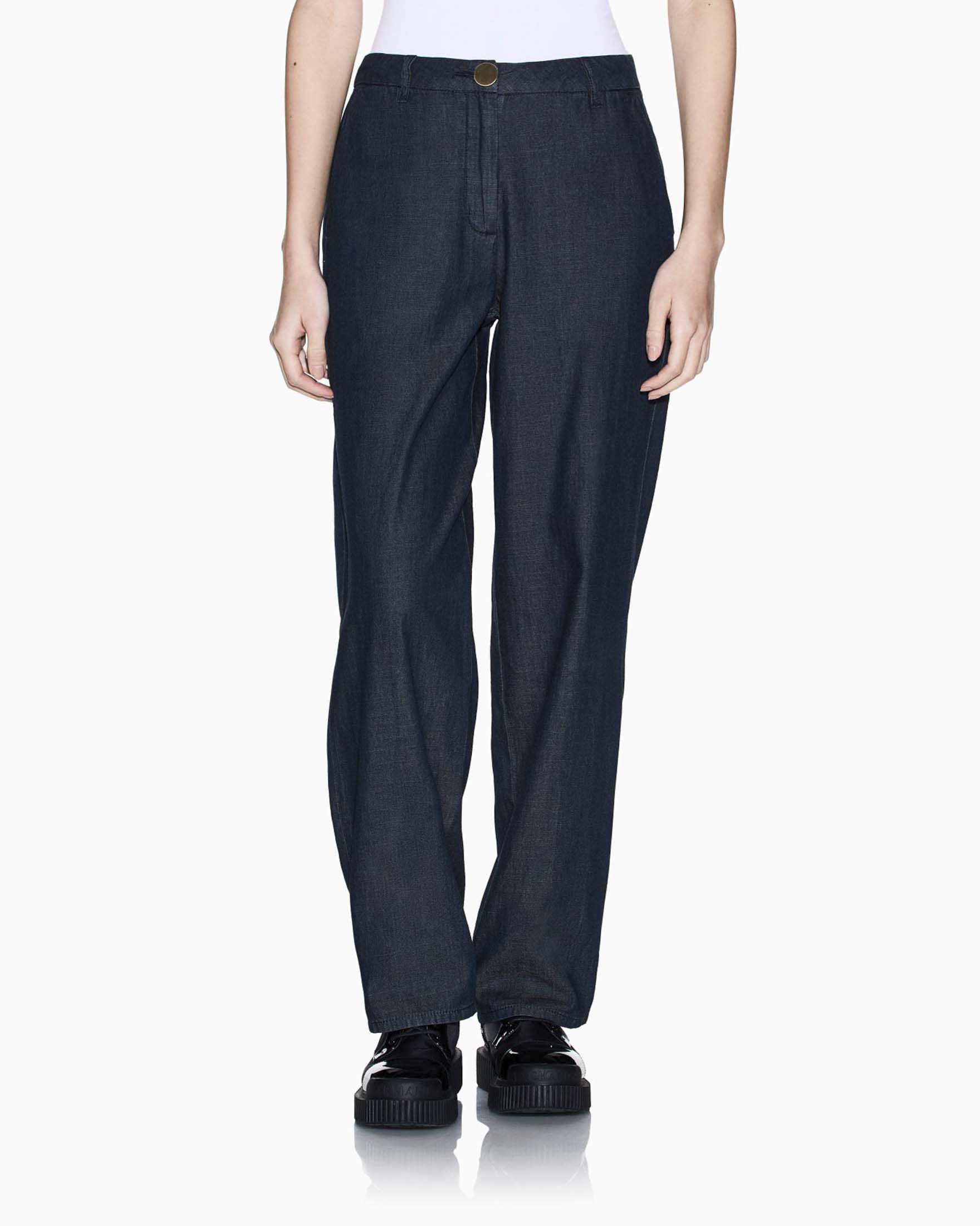 Jeans Armani Exchange lavaggio scuro in cotone a gamba larga image
