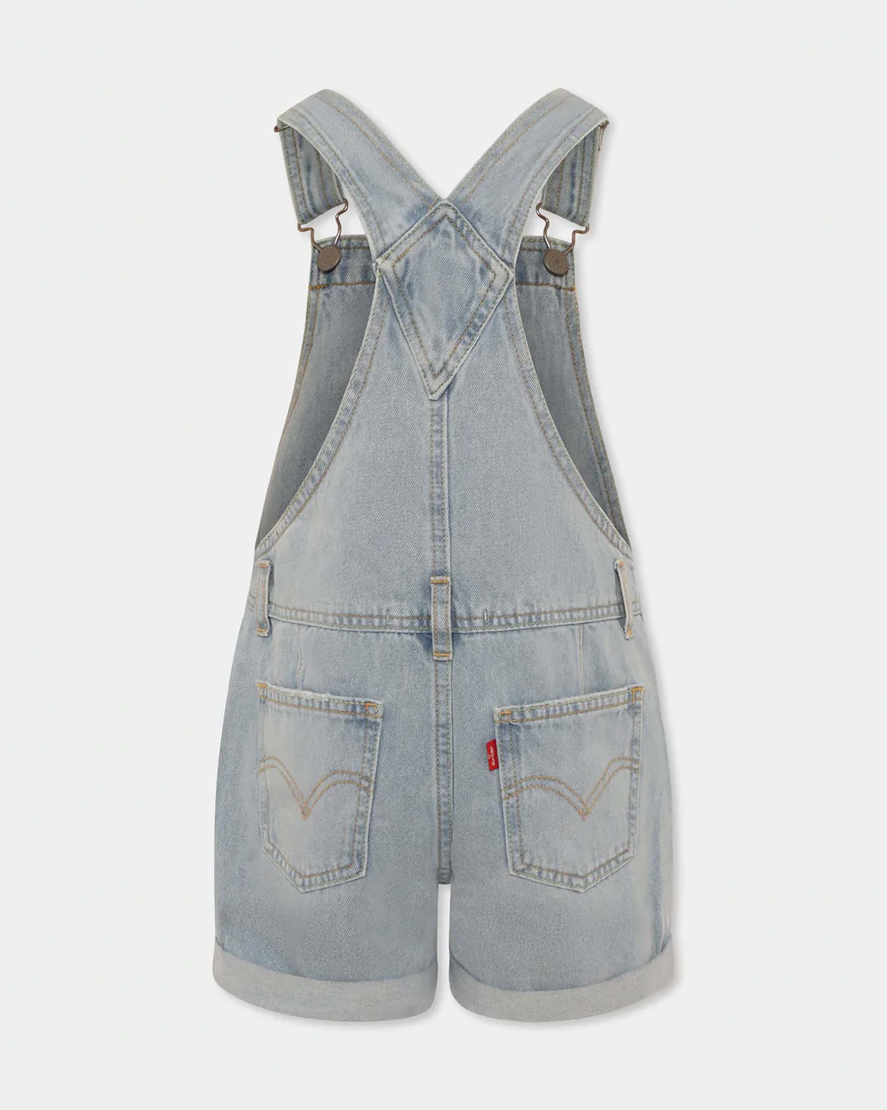 Salopette Levi's in denim di cotone a lavaggio chiaro super stone washed image