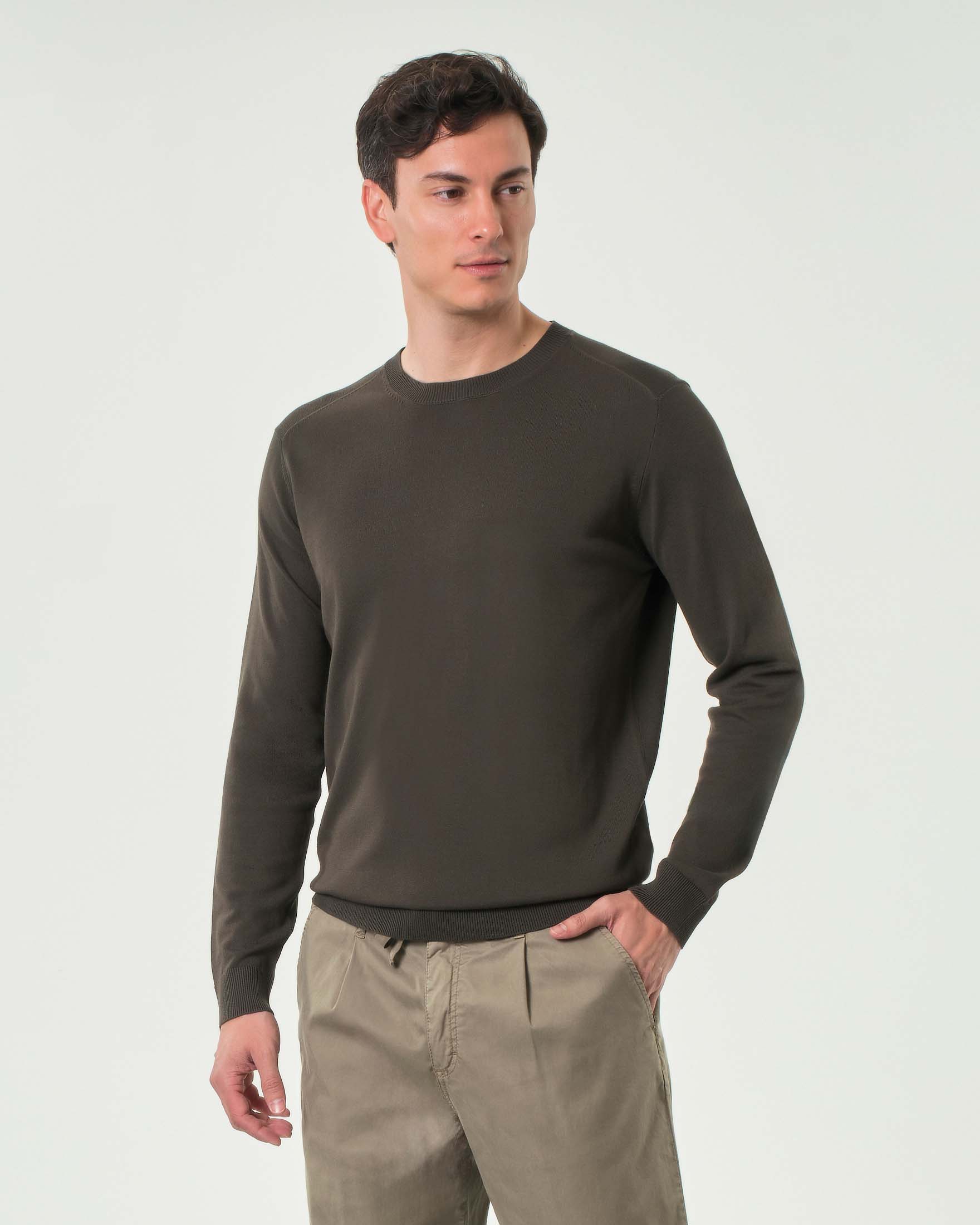 Maglioncino color fango Paul Baker in leggero crepe di viscosa stretch