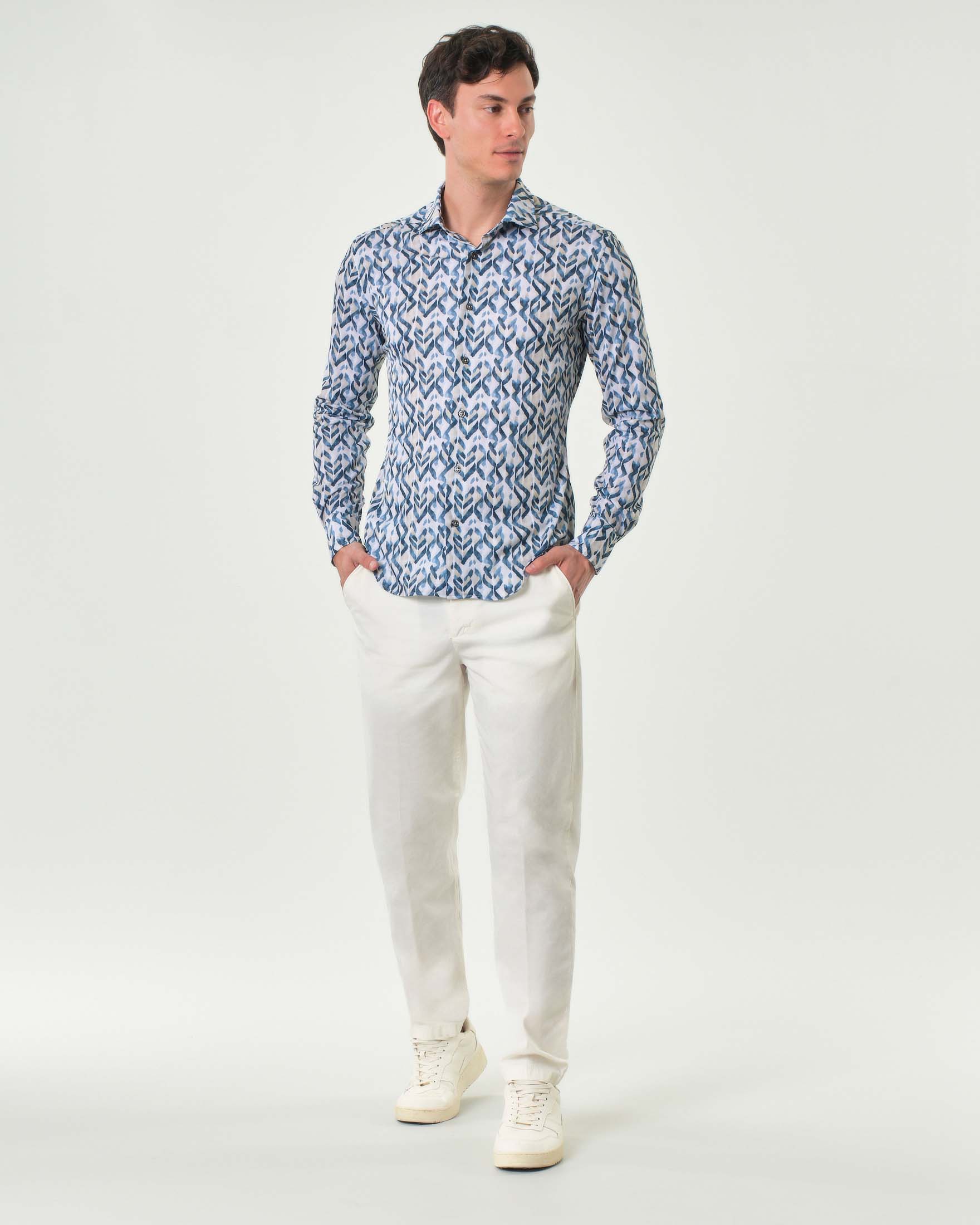 Pantalone Paul Baker avorio in misto lino e cotone stretch