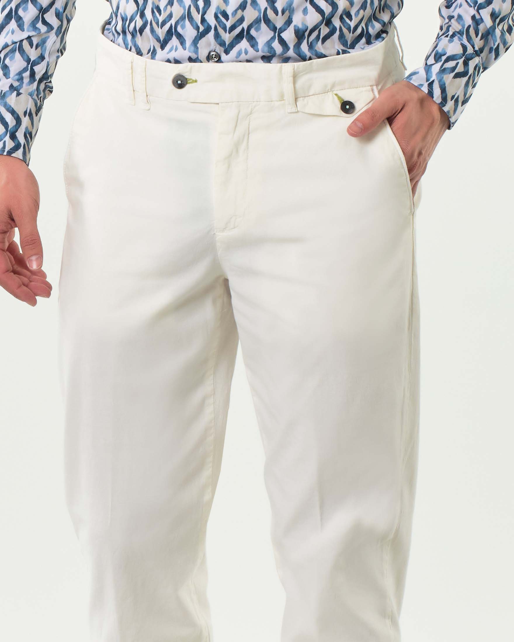 Pantalone Paul Baker avorio in misto lino e cotone stretch image