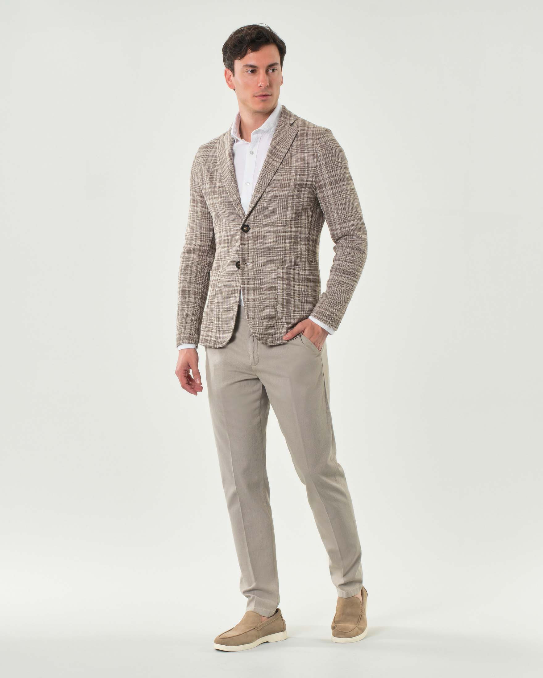 Pantalone chino Paul Baker beige in cotone stretch micro armatura