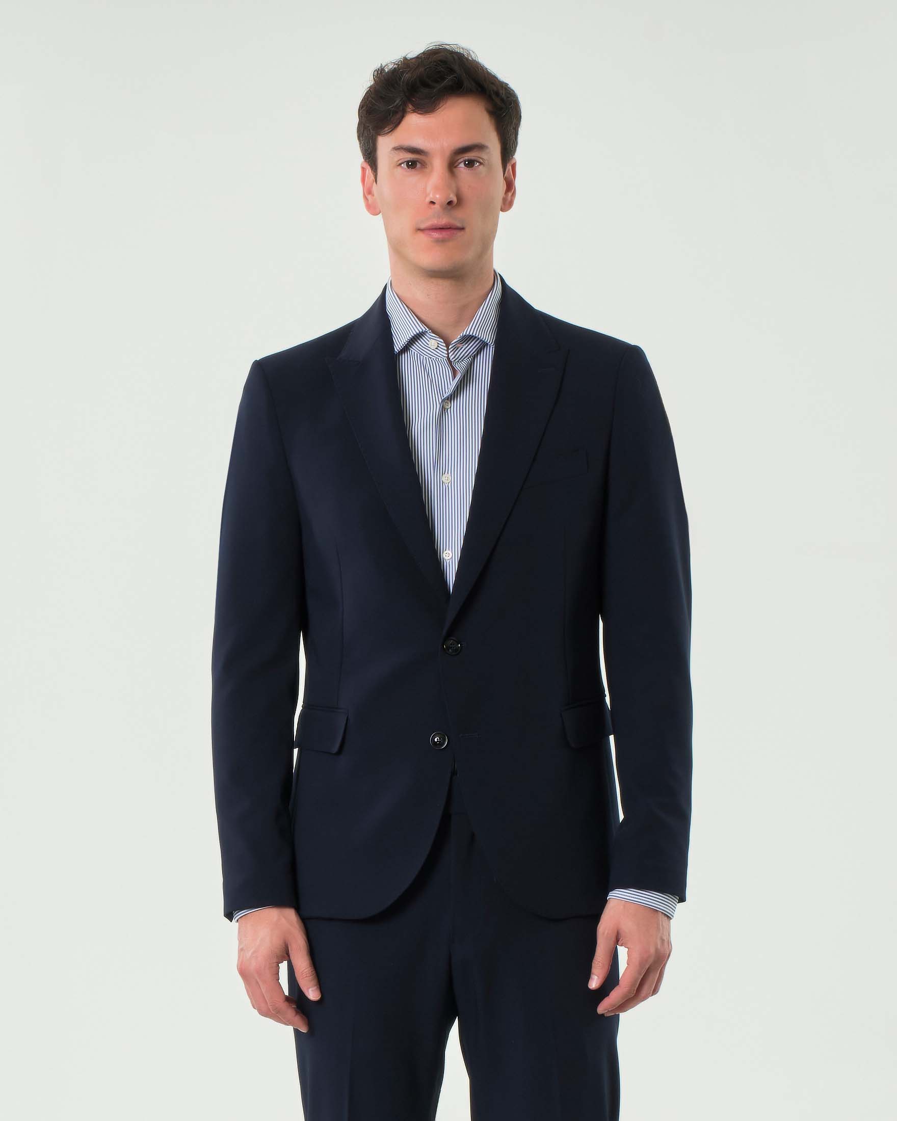 Abito Paul Baker blu in tela di viscosa stretch con rever a lancia image