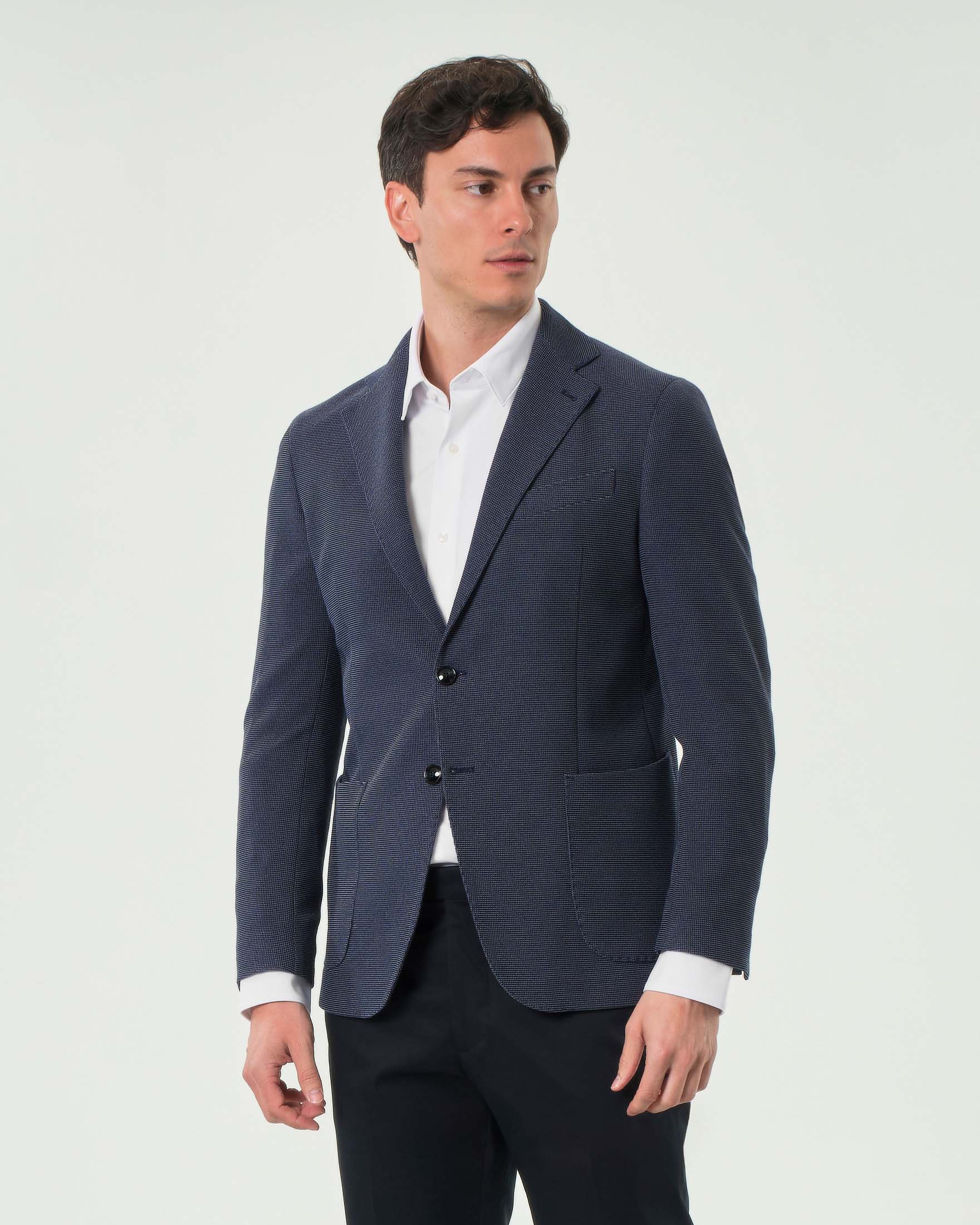 Blazer Paul Baker blu in jersey micro armatura di cotone stretch