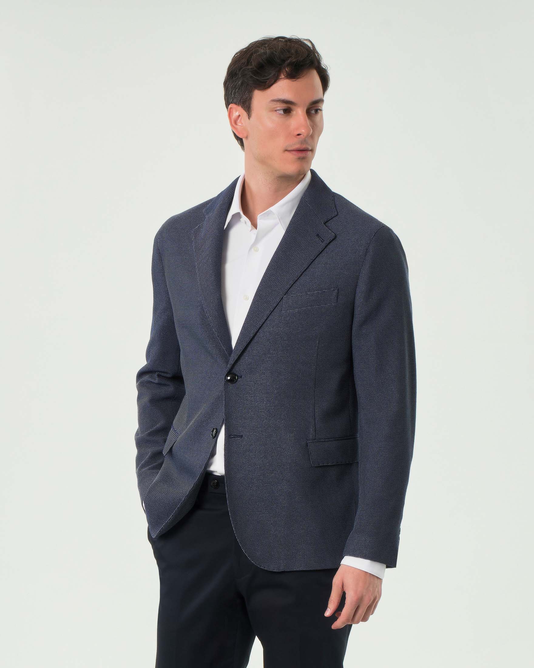 Blazer drop 4 blu in jersey micro armatura di cotone stretch