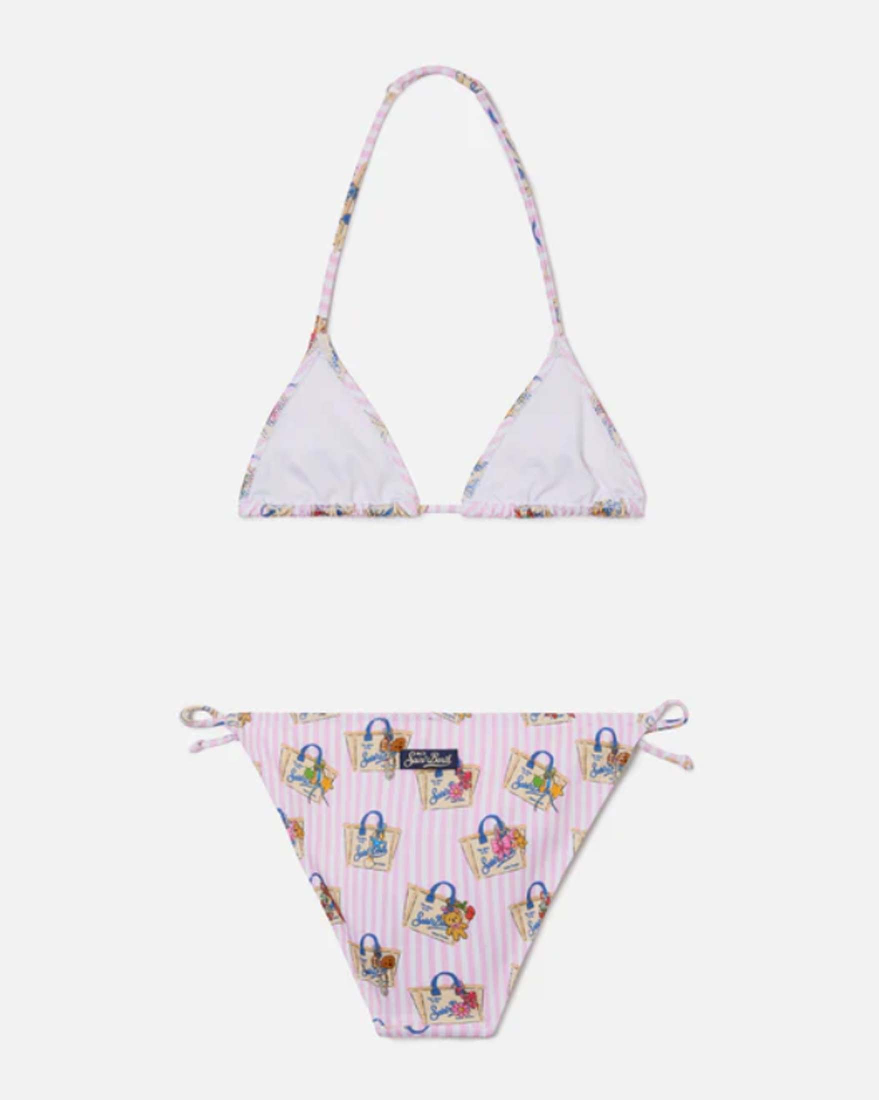Bikini Holly a triangolo MC2 Saint Barth a righe bianche e rosa con fantasia bag image