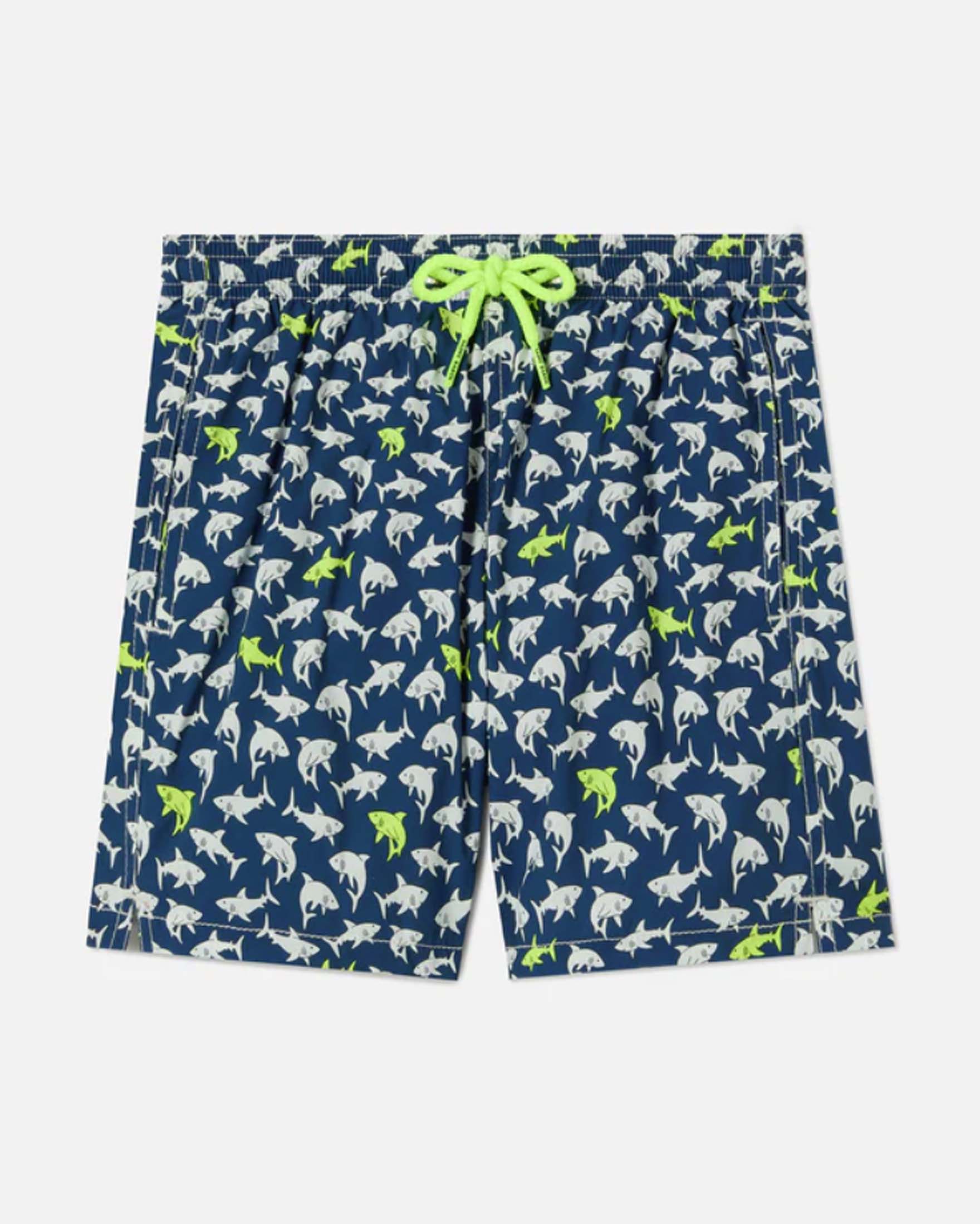 Boxer mare MC2 Saint Barth blu con fantasia squali