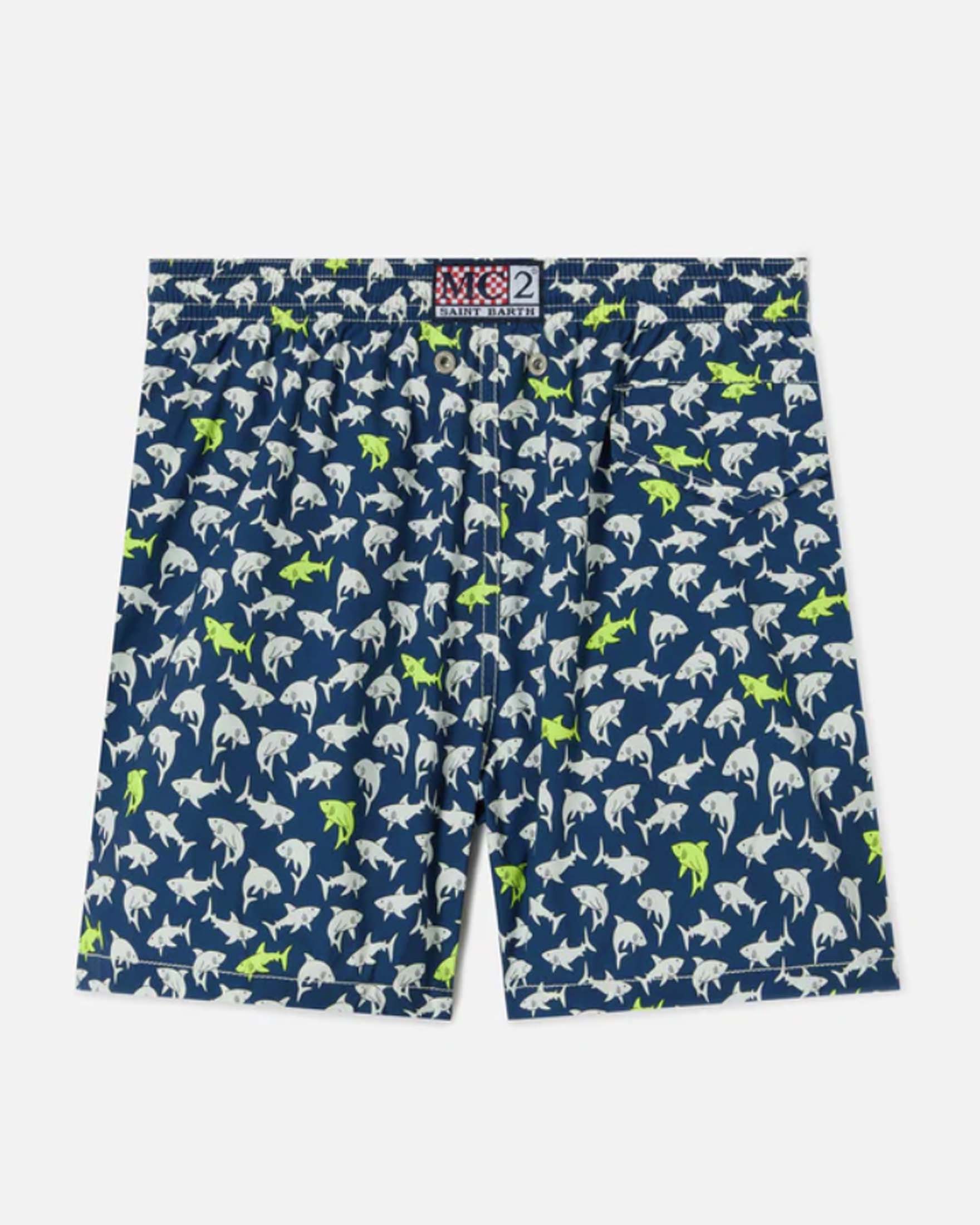 Boxer mare MC2 Saint Barth blu con fantasia squali image