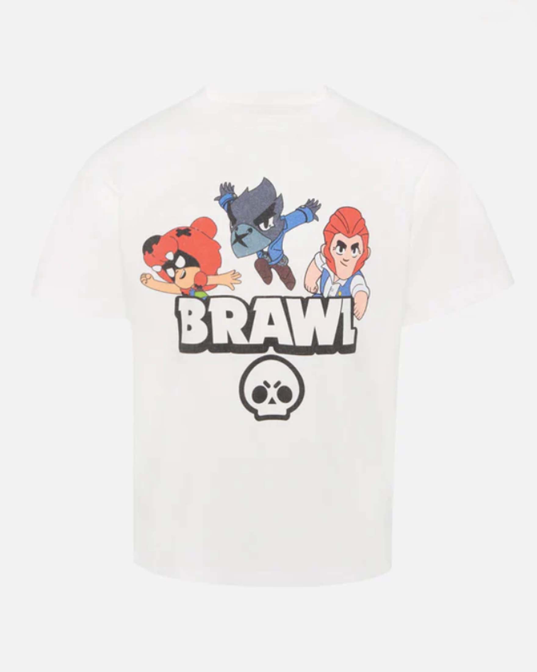 T-shirt bianca in cotone a maniche corte con stampa Brawl Stars