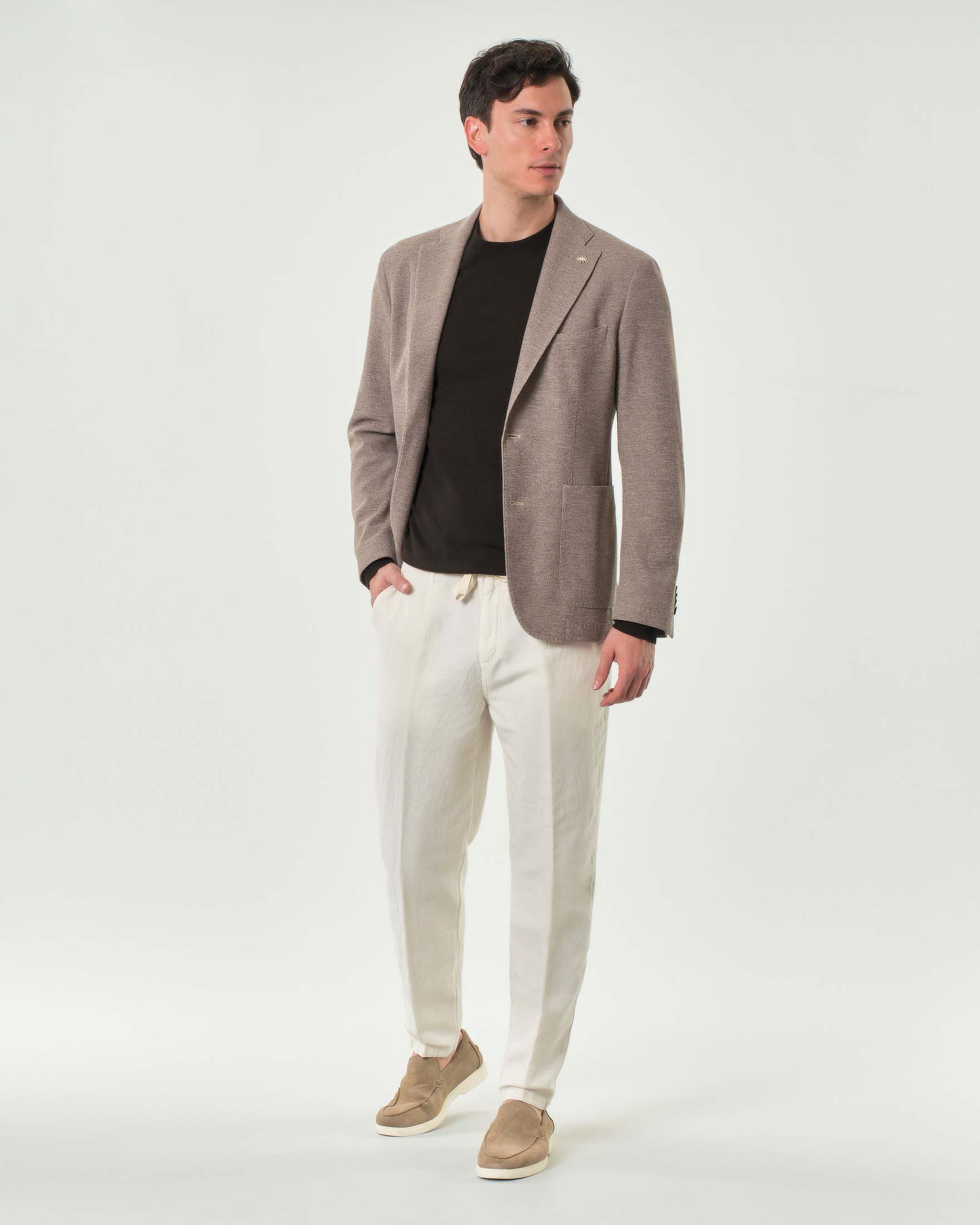Giacca maglia Manuel Ritz color noce in jersey di cotone micro armatura image