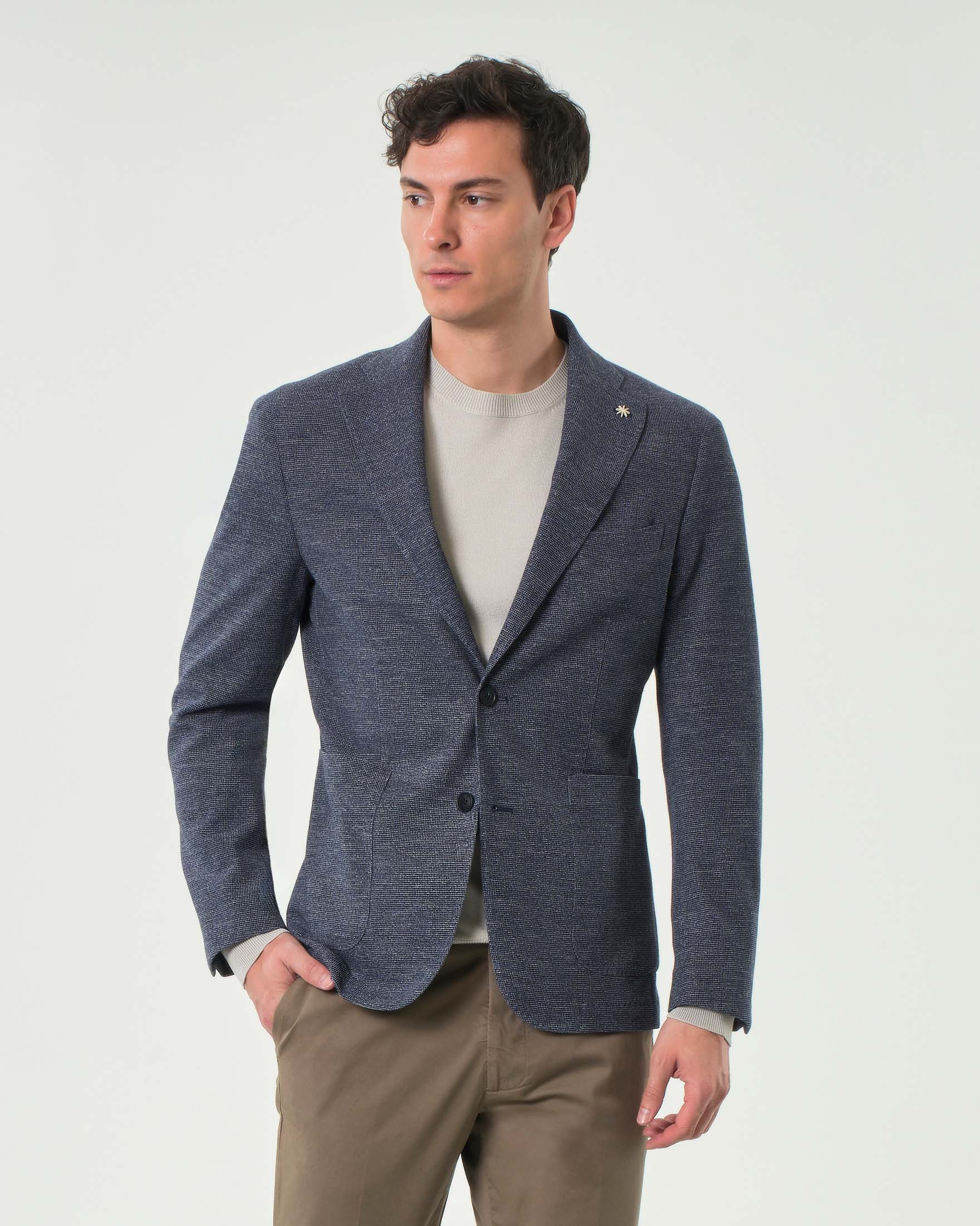 Giacca maglia Manuel Ritz blu in jersey di cotone micro armatura