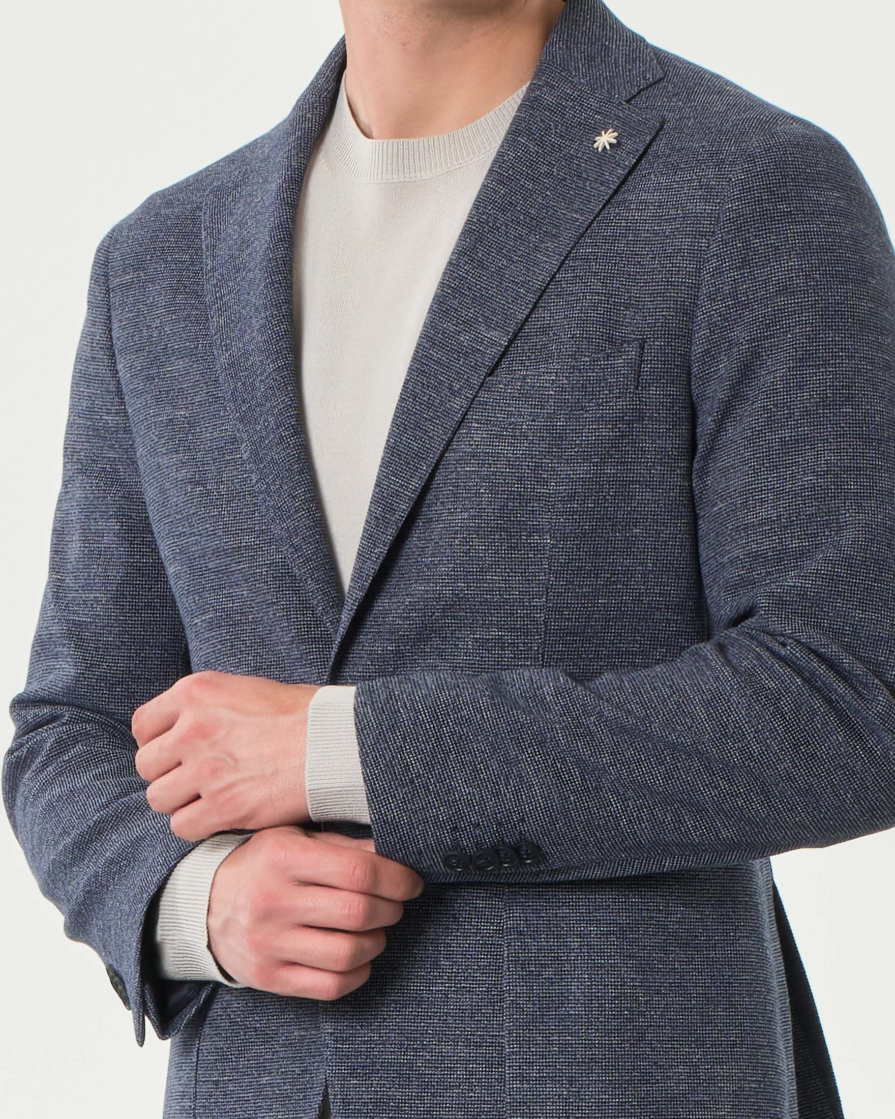 Giacca maglia Manuel Ritz blu in jersey di cotone micro armatura image