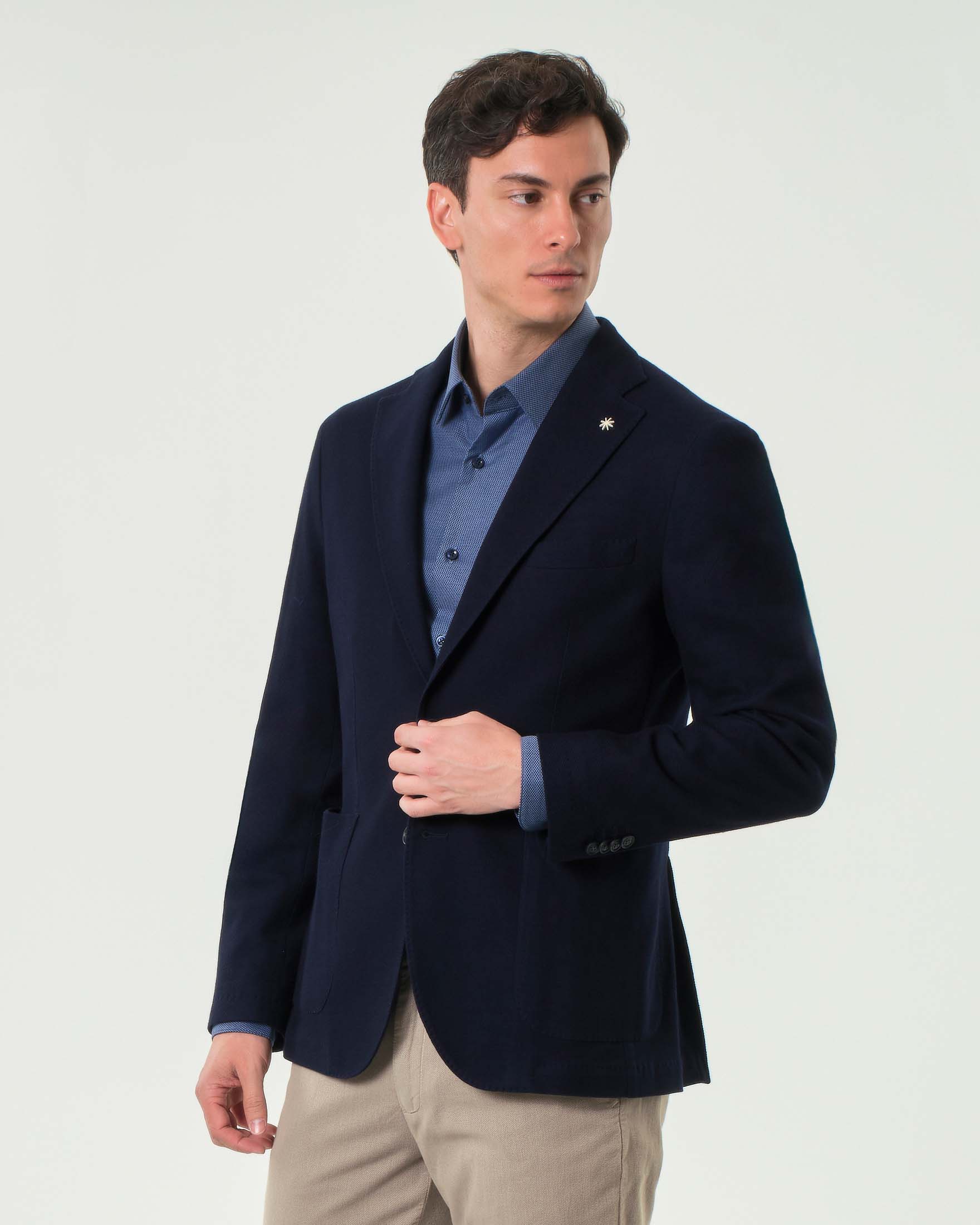 Giacca maglia Manuel Ritz blu notte in jersey di puro cotone