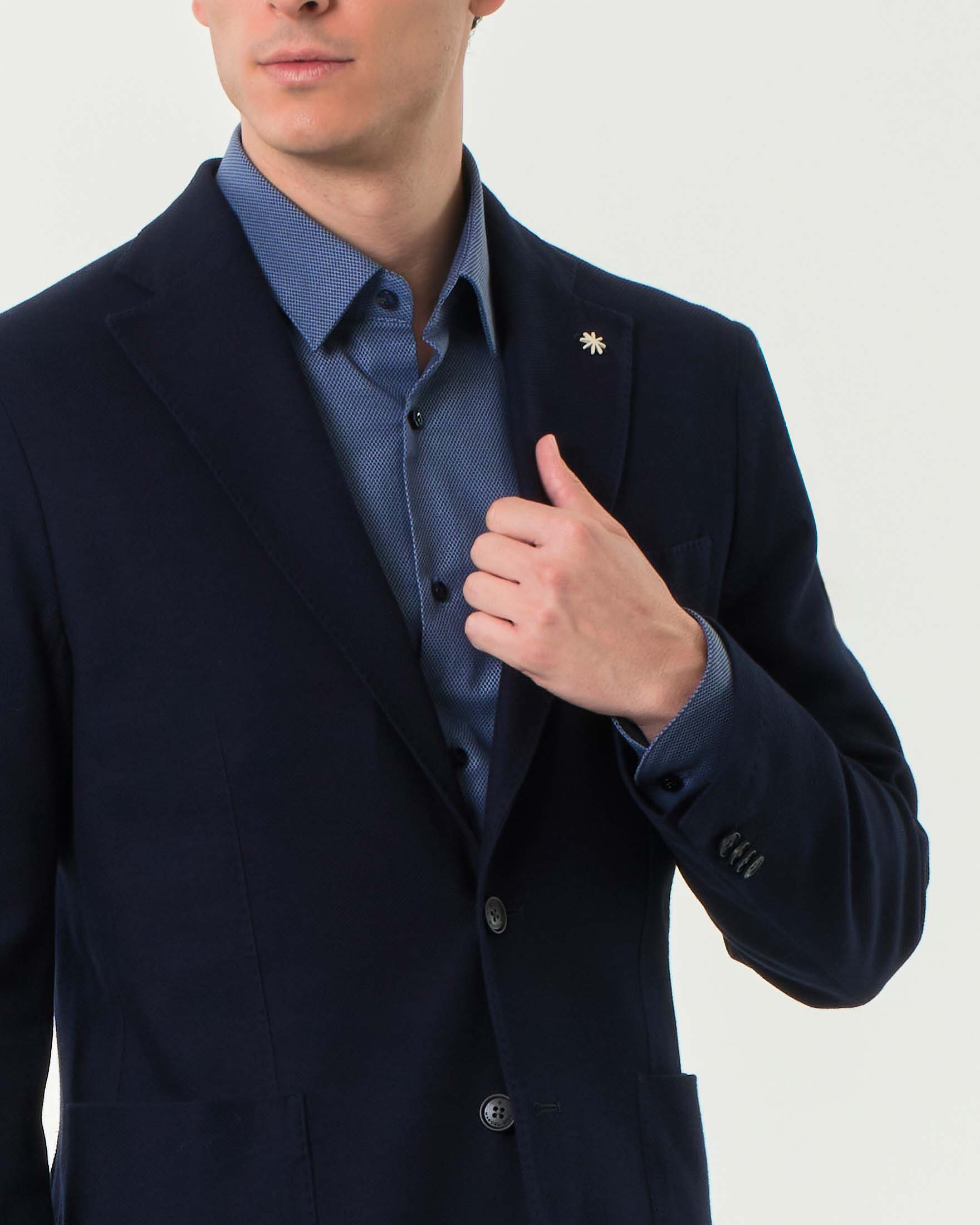 Giacca maglia Manuel Ritz blu notte in jersey di puro cotone image