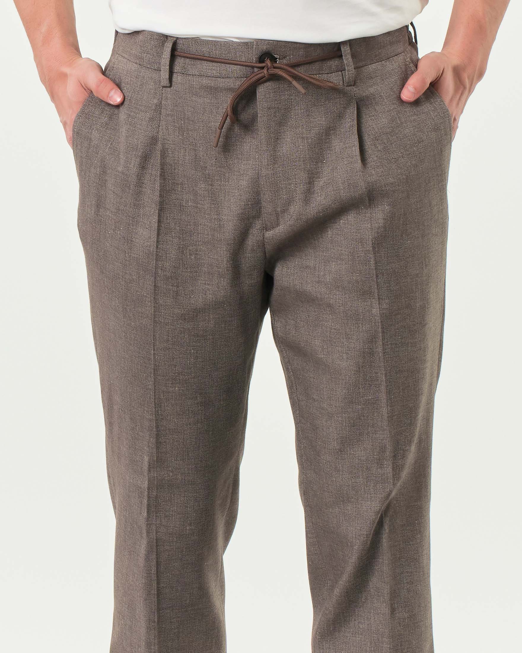 Pantalaccio Manuel Ritz noce in misto cotone e lino stretch con una pinces image
