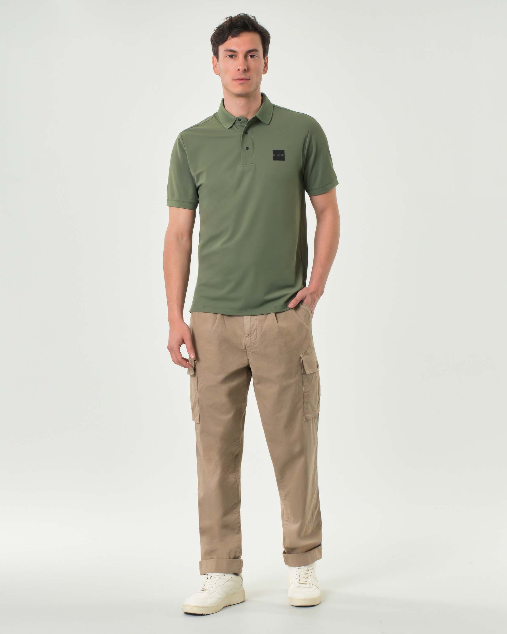 Pantalone cargo relaxed-fit sabbia in cotone stretch