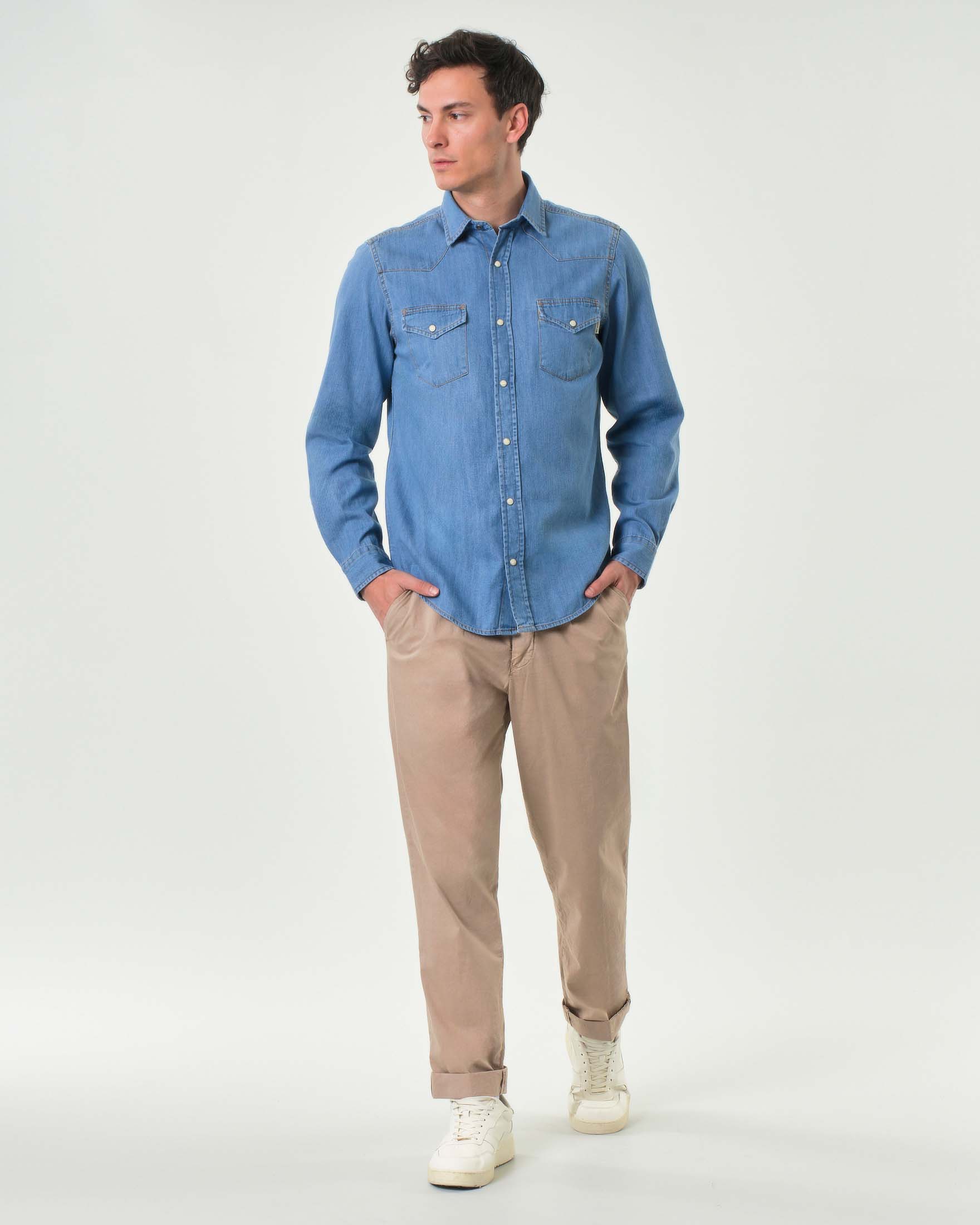 Pantalone relaxed-fit Mason's beige in leggera gabardina di cotone stretch con una pinces