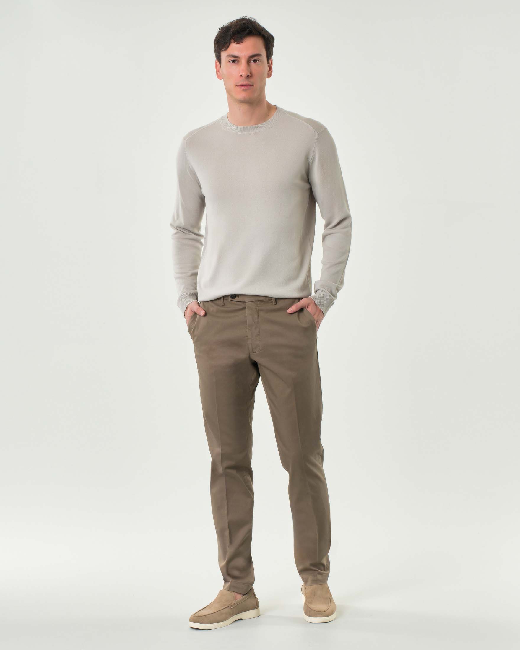 Pantalone chino Michael Coal Brad one more size fango in gabardina di cotone stretch