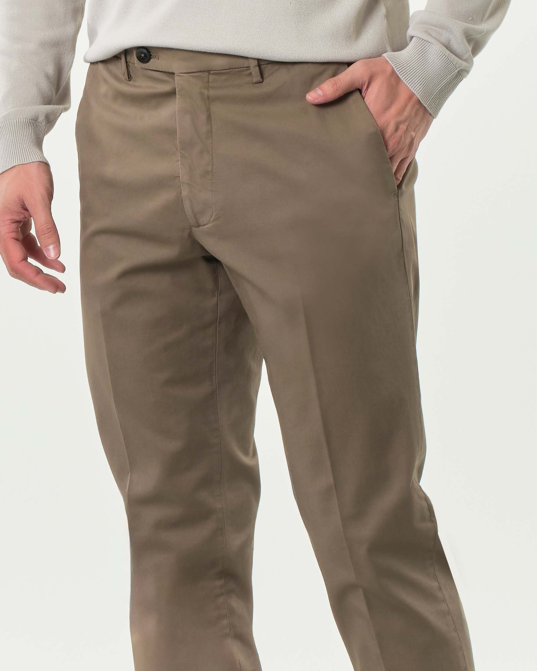 Pantalone chino Michael Coal Brad one more size fango in gabardina di cotone stretch image