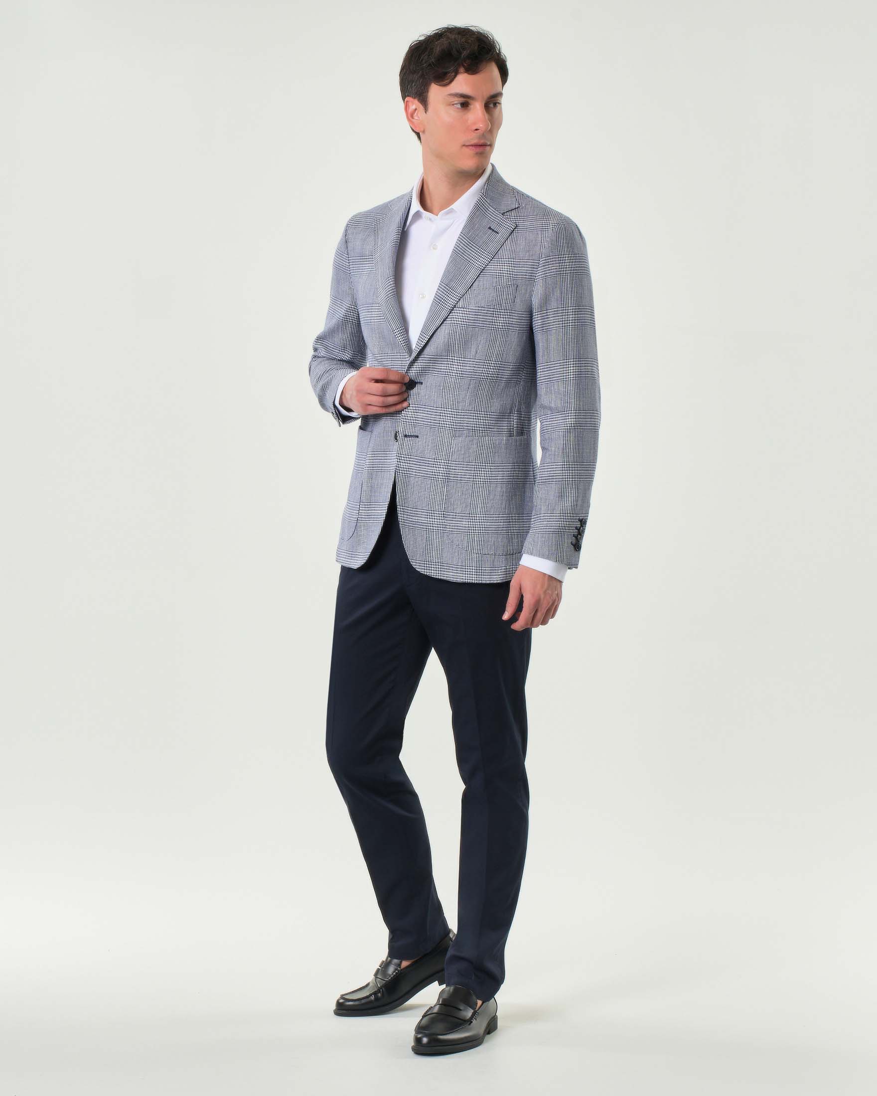 Pantalone chino Michael Coal Brad one more size blu in gabardina di cotone stretch