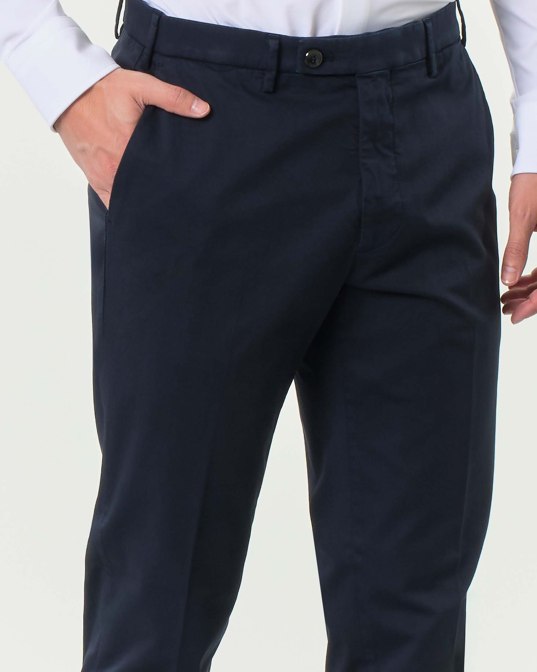 Pantalone chino Michael Coal Brad one more size blu in gabardina di cotone stretch image