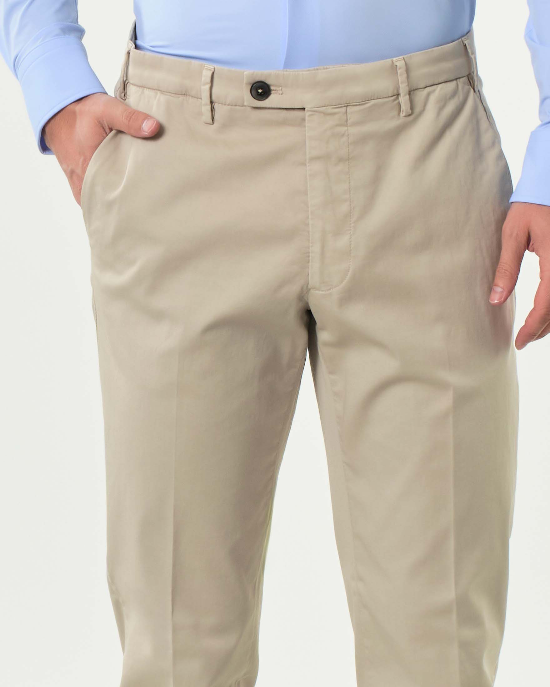 Pantalone chino Michael Coal Brad one more size beige in gabardina di cotone stretch image