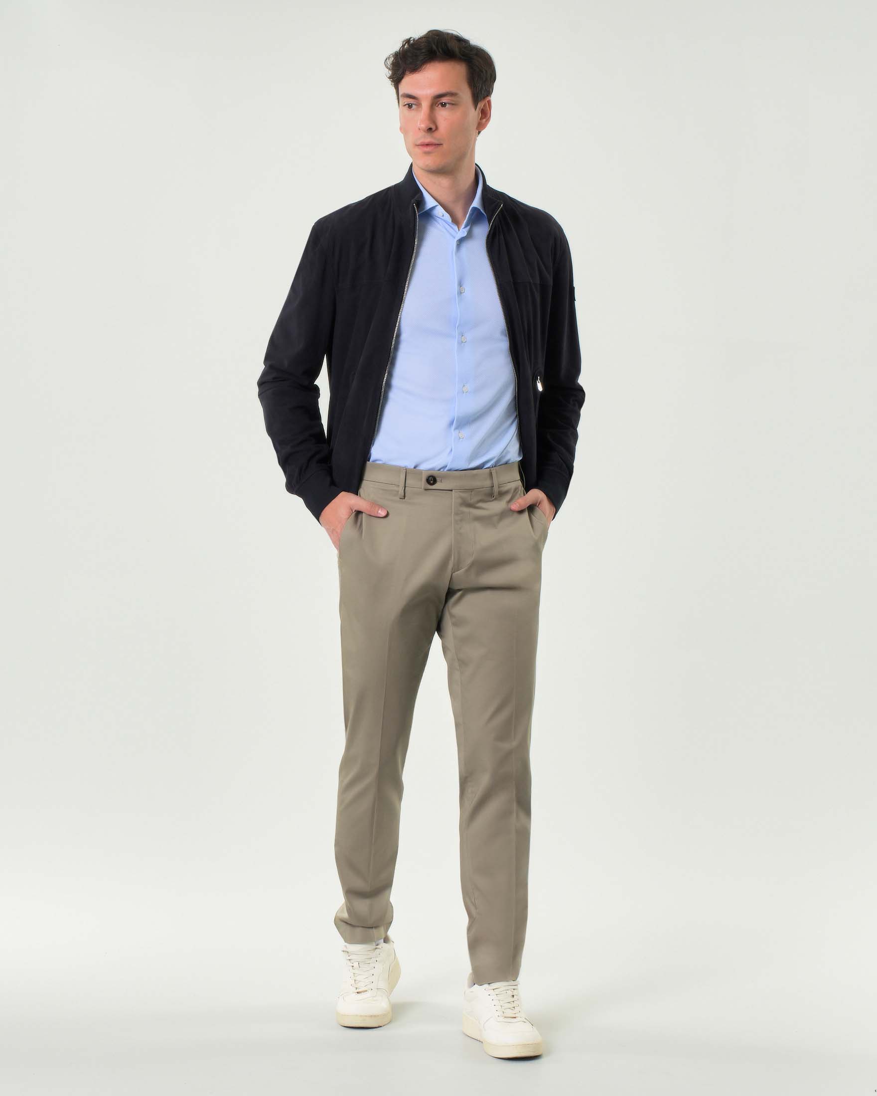 Pantalone chino Michael Coal Brad one more size fango in raso di cotone stretch