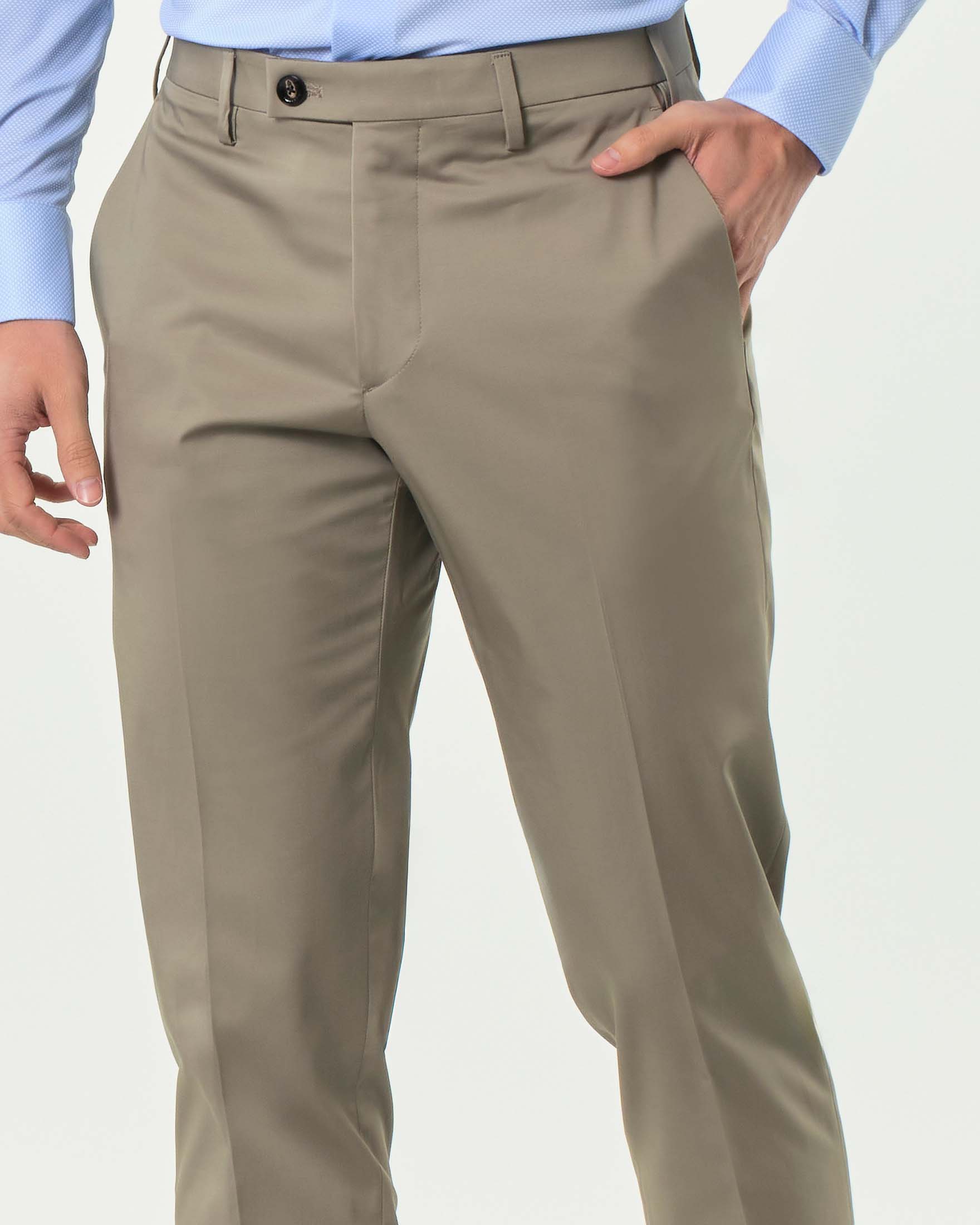 Pantalone chino Michael Coal Brad one more size fango in raso di cotone stretch image