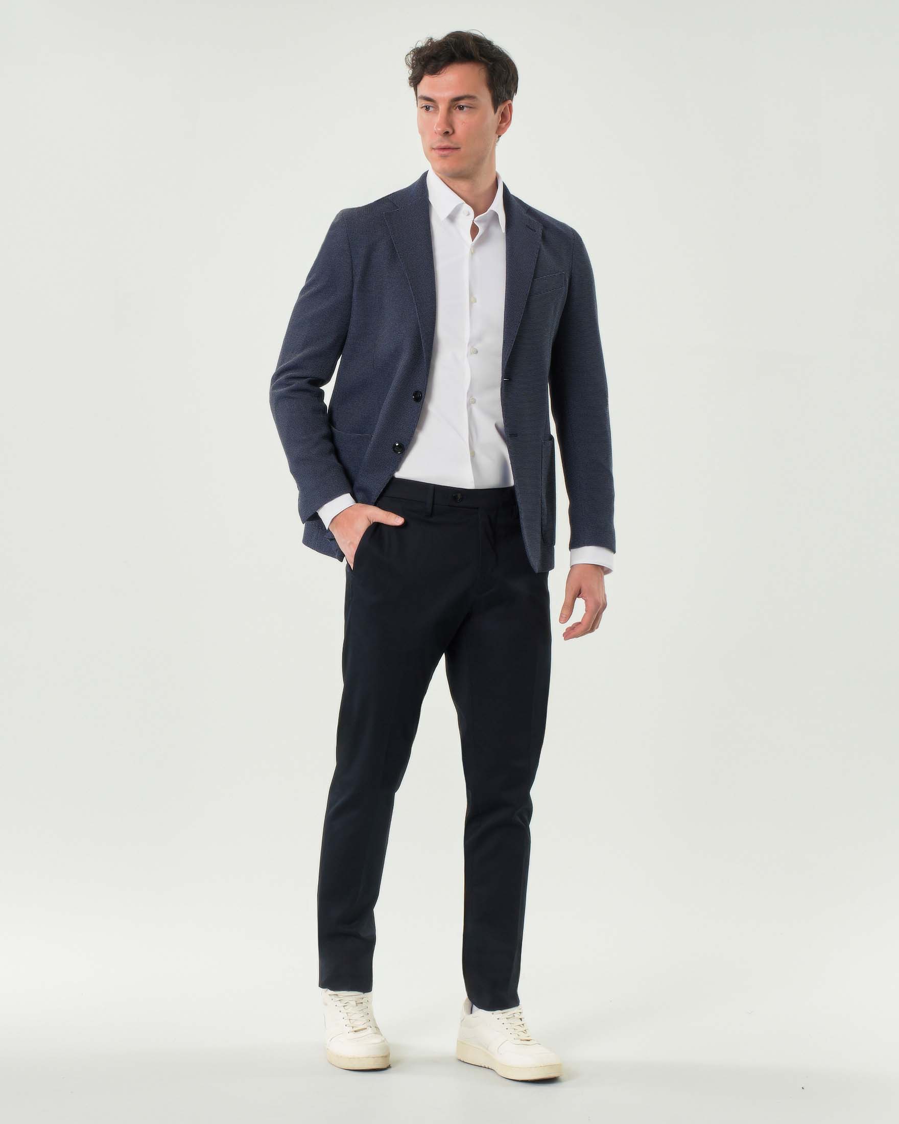 Pantalone chino Michael Coal Brad one more size blu in raso di cotone stretch