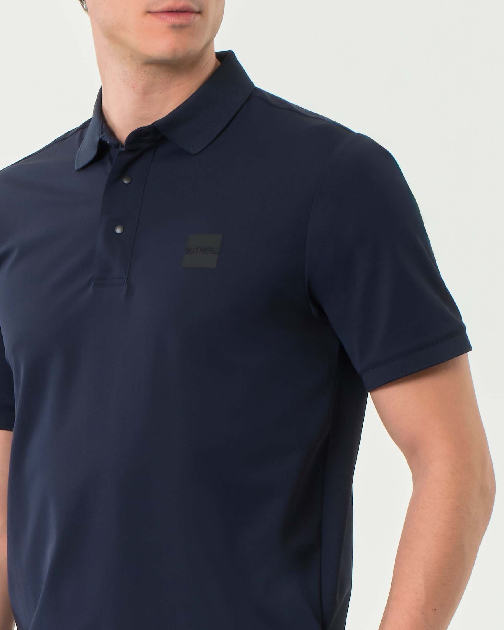 Polo Outhere blu in tessuto tecnico di micro piquè stretch image