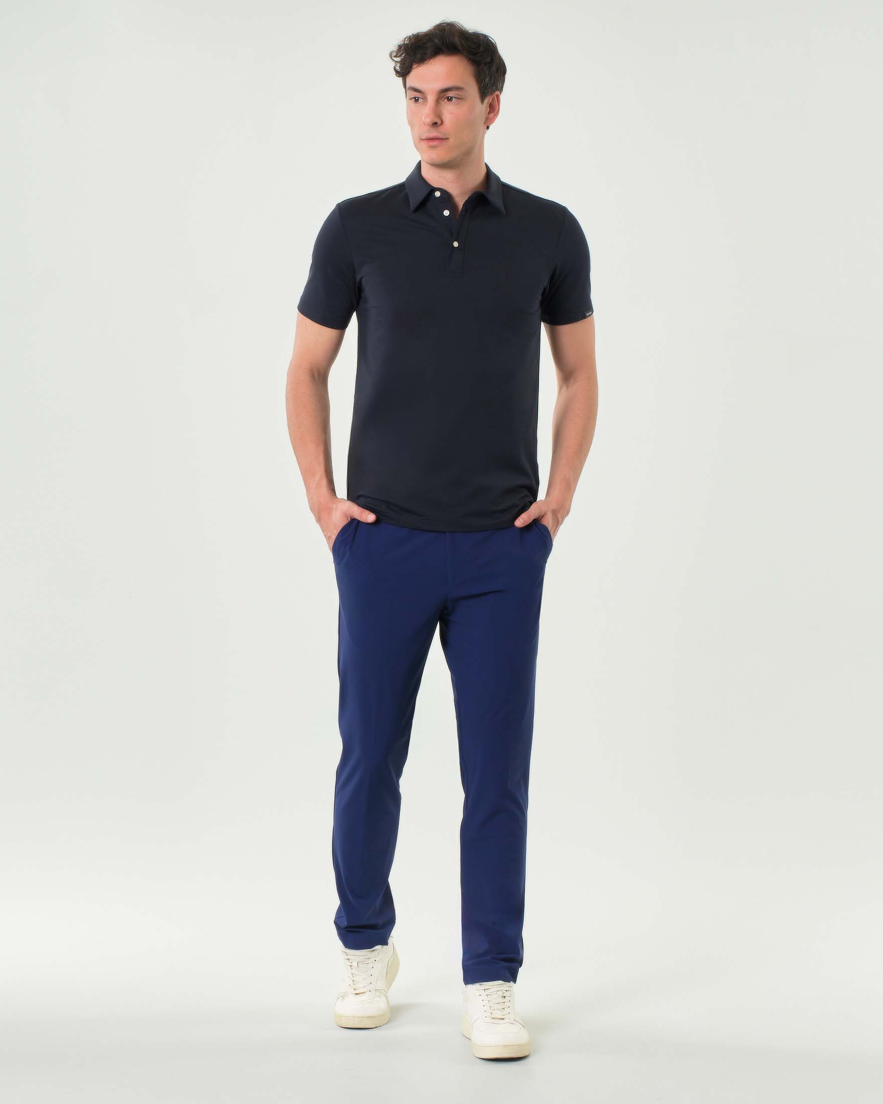 Pantaloni chino Rodolfo Pellizzari slim blu royal in tessuto tecnico stretch