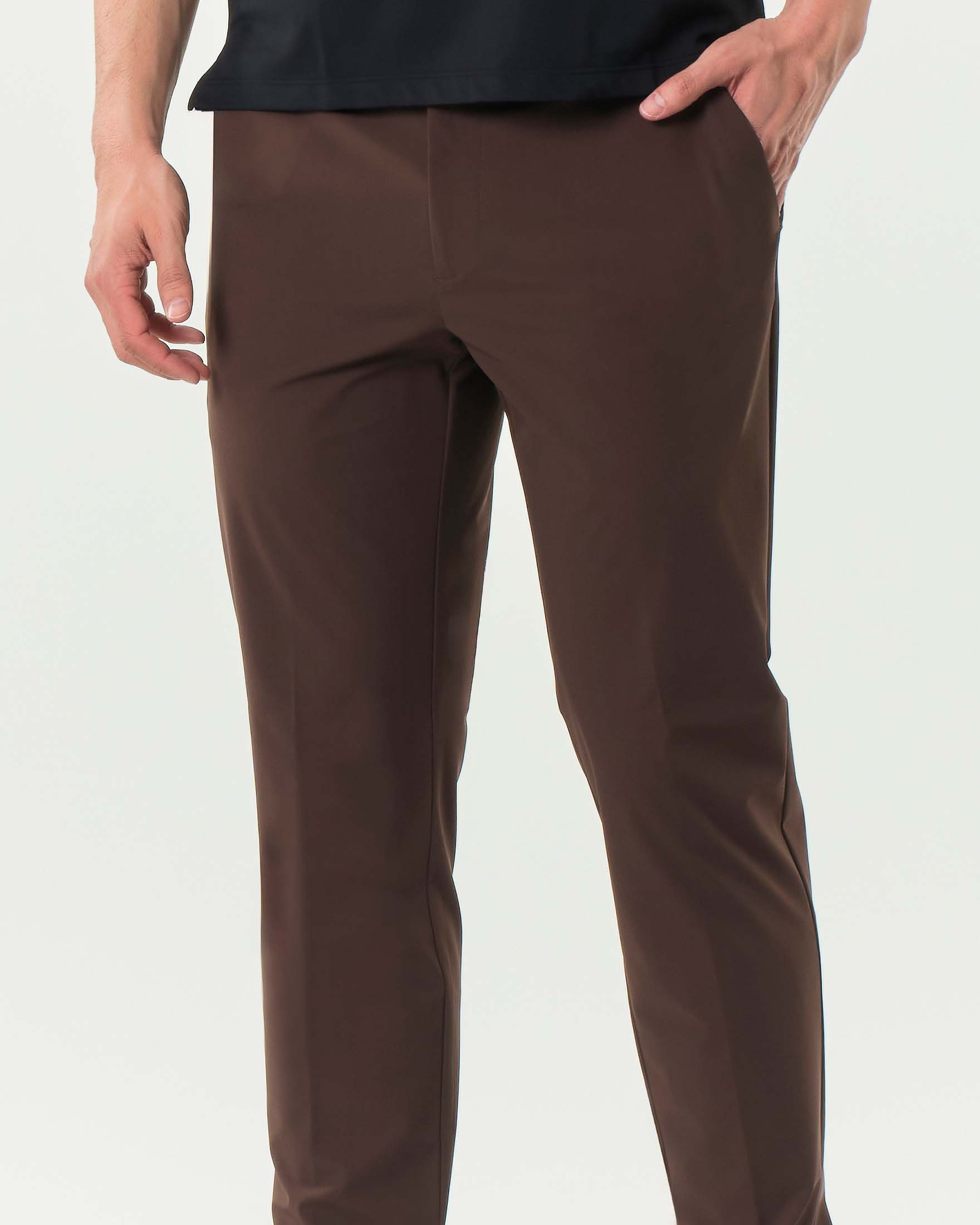 Pantaloni chino Rodolfo Pellizzari slim marrone in tessuto tecnico stretch image