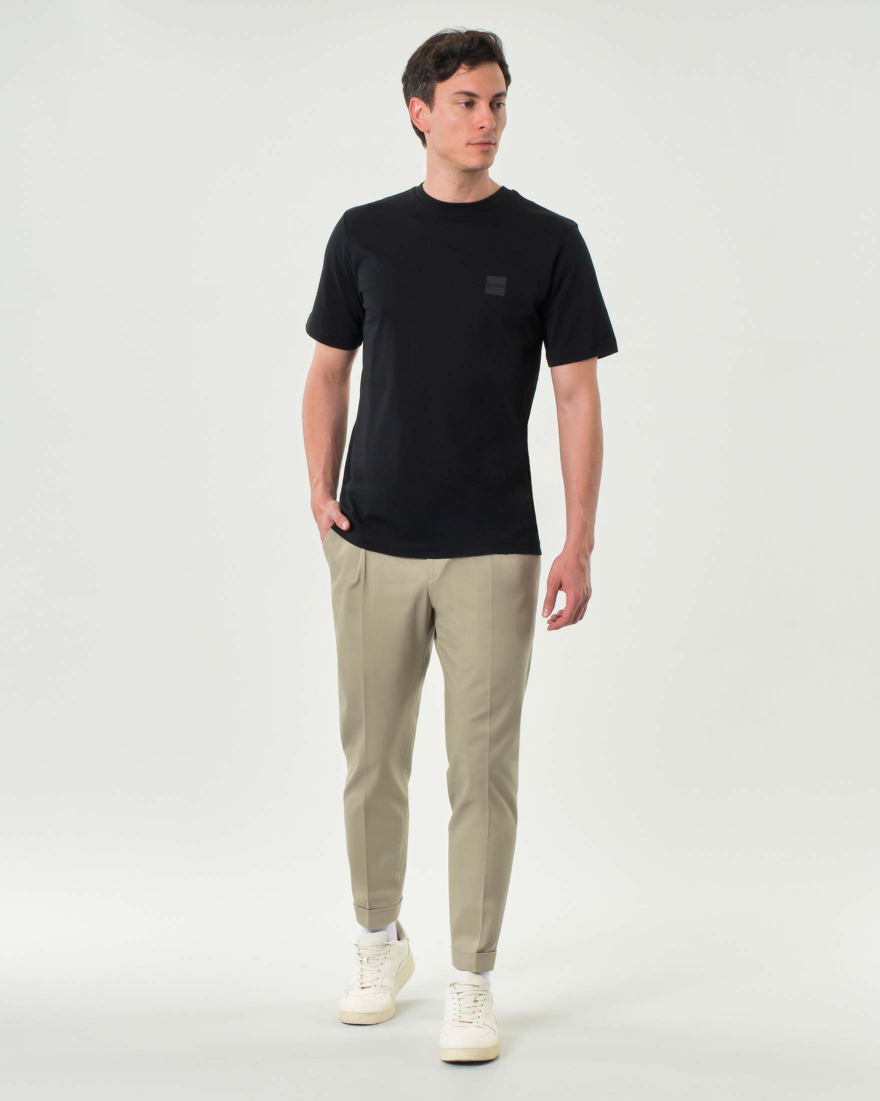 Pantaloni chino Rodolfo Pellizzari tortora in gabardina tinto pezza stretch con pinces in vita