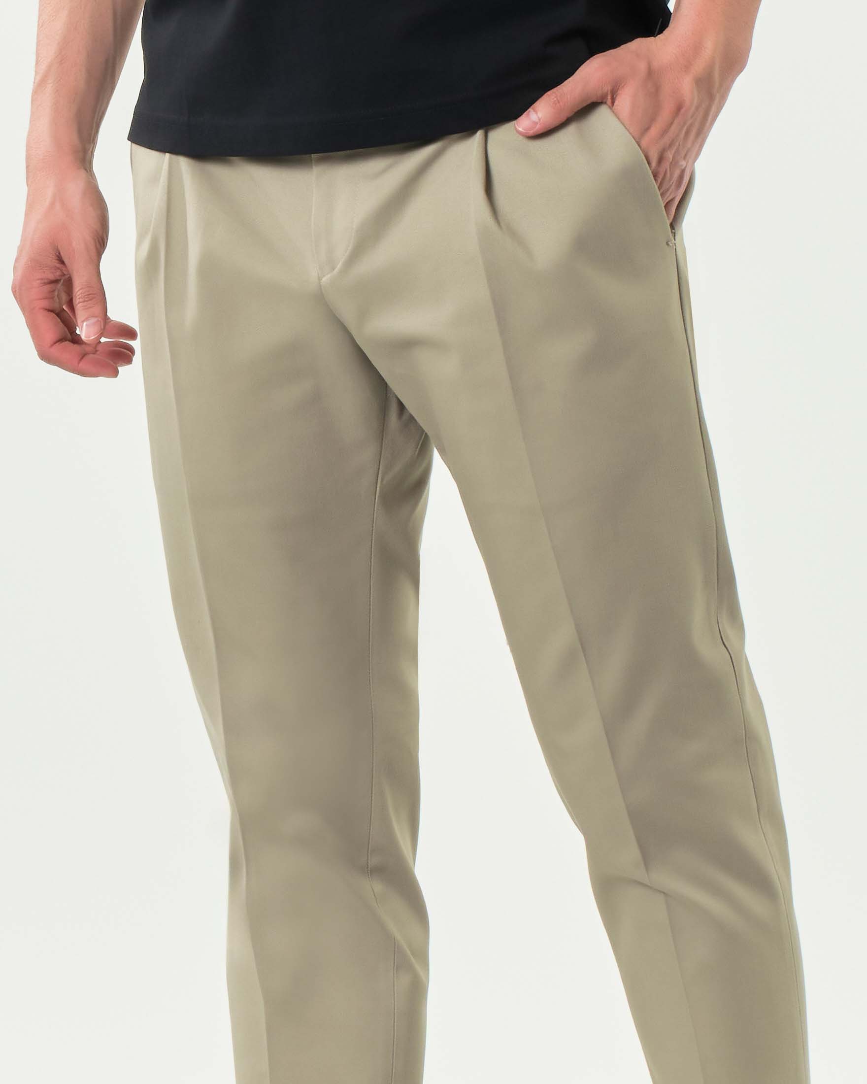 Pantaloni chino Rodolfo Pellizzari tortora in gabardina tinto pezza stretch con pinces in vita image