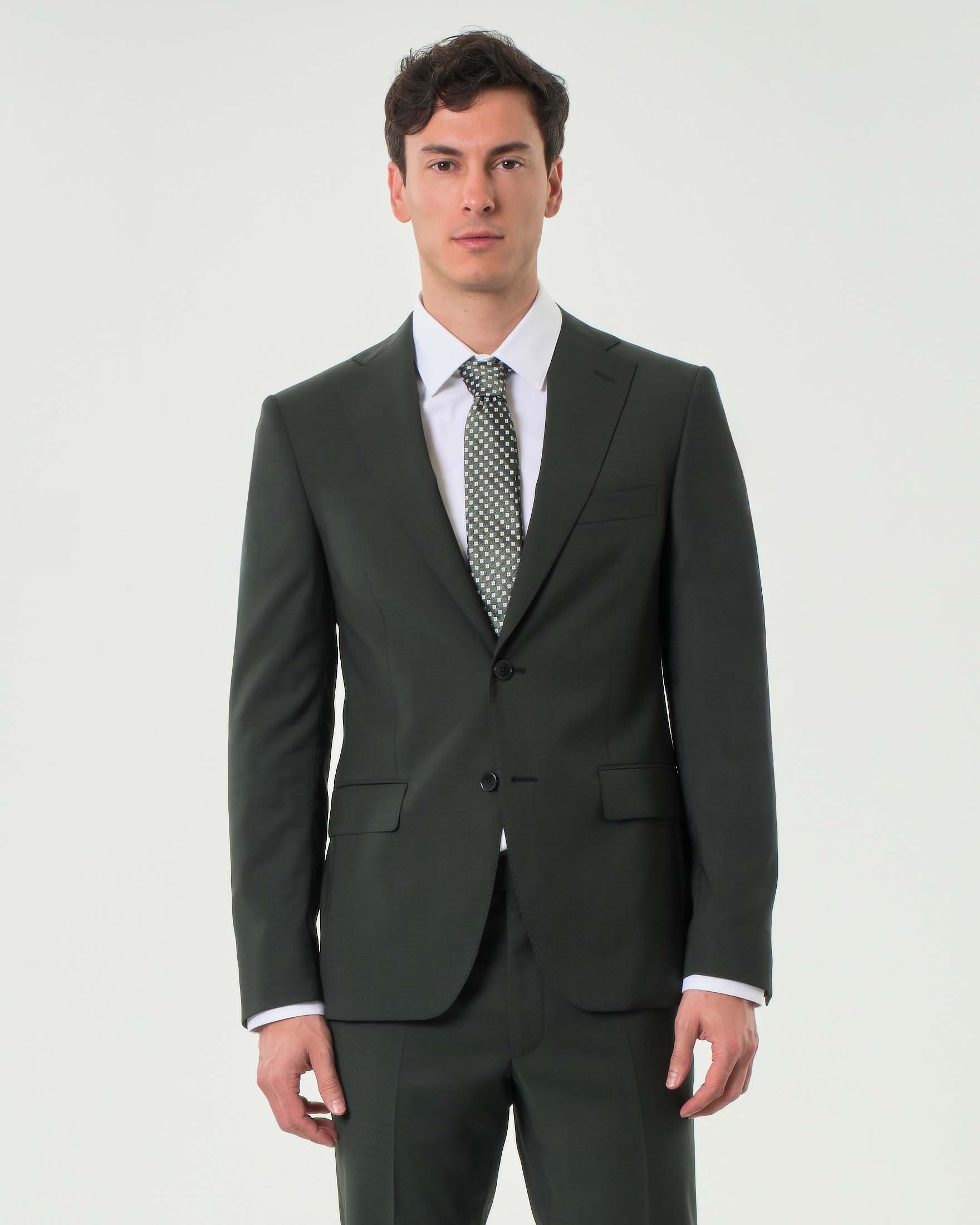 Abito Rodolfo Pellizzari drop7 verde in tela di lana stretch image