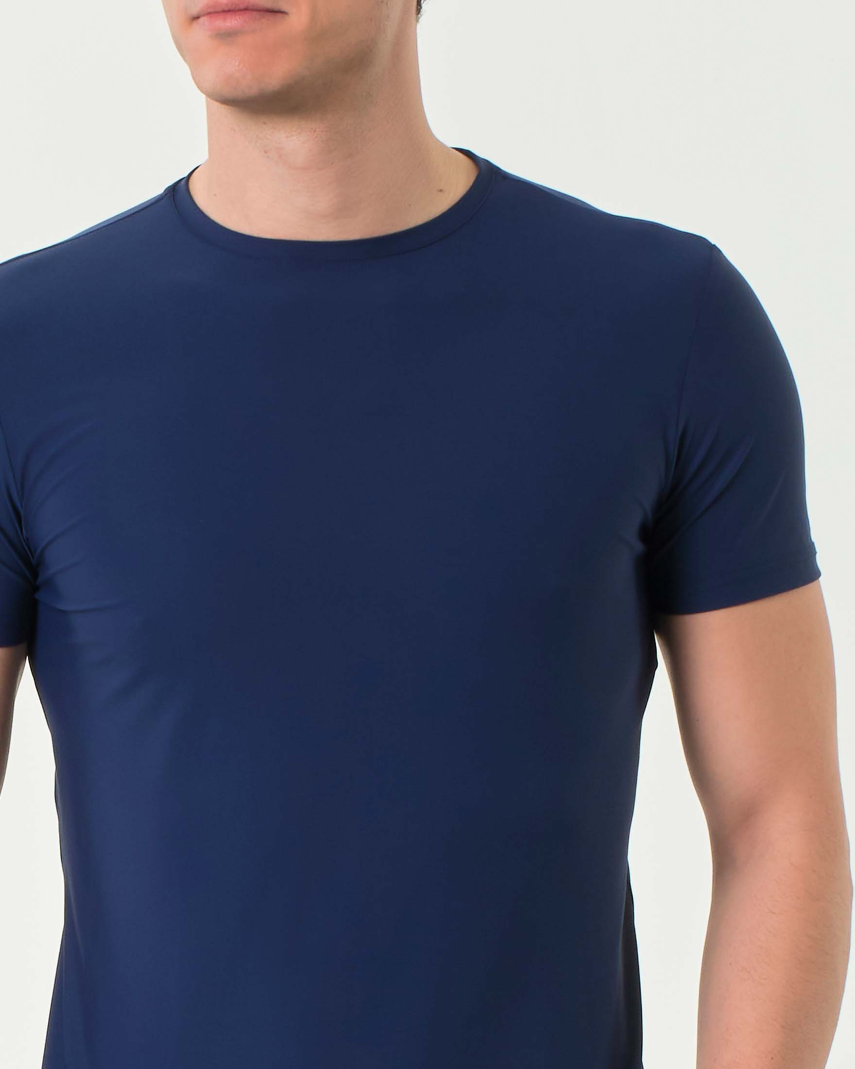 T-shirt Rodolfo Pellizzari blu indaco mezza manica in tessuto tecnico hyper comfort image