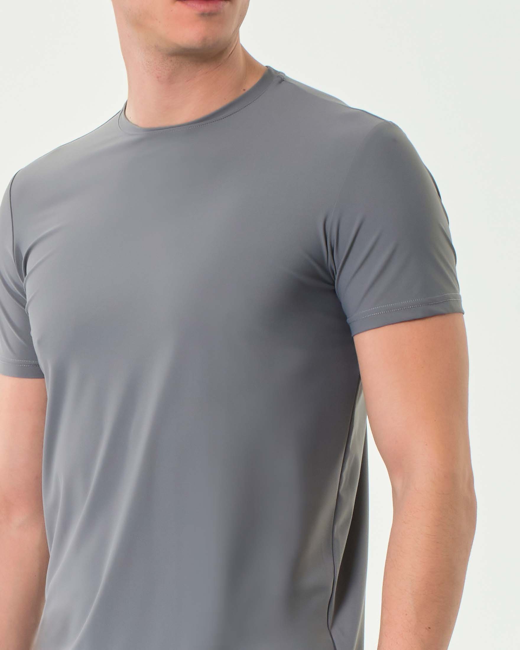 T-shirt Rodolfo Pellizzari grigia mezza manica in tessuto tecnico hyper comfort image