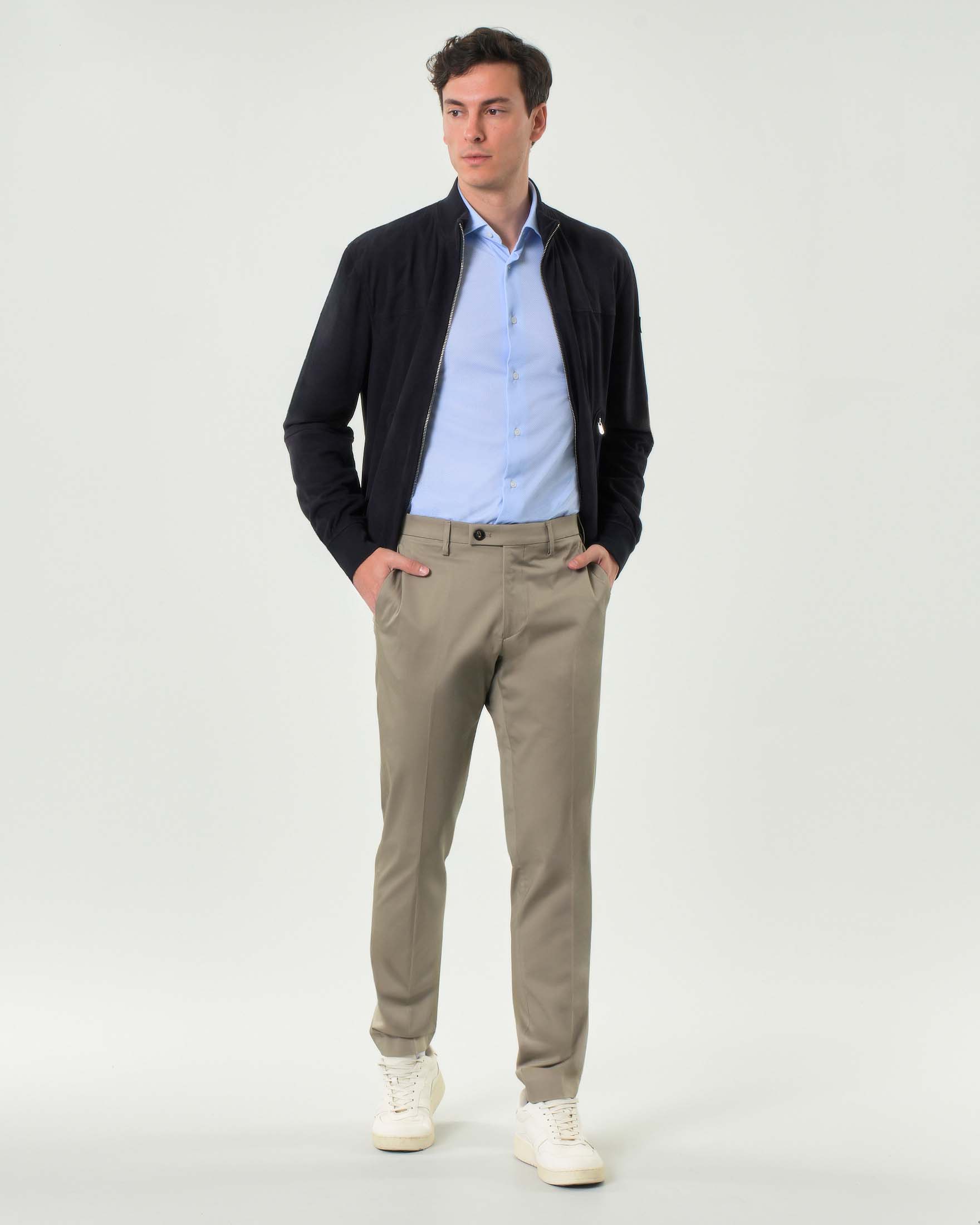 Bomber Sands Peuterey blu in pelle scamosciata image