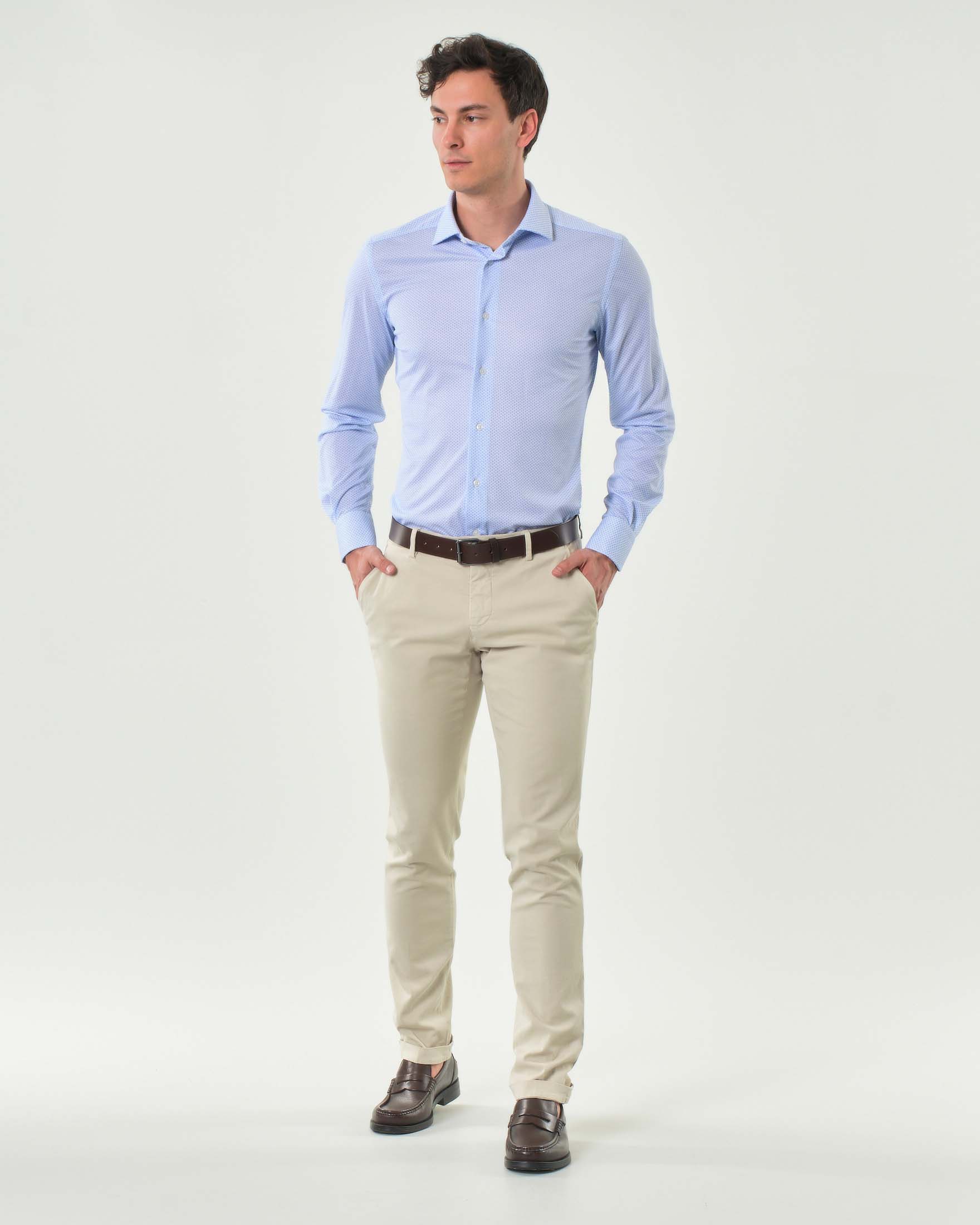 Pantalone chino Powell Levanto beige in gabardina di cotone stretch