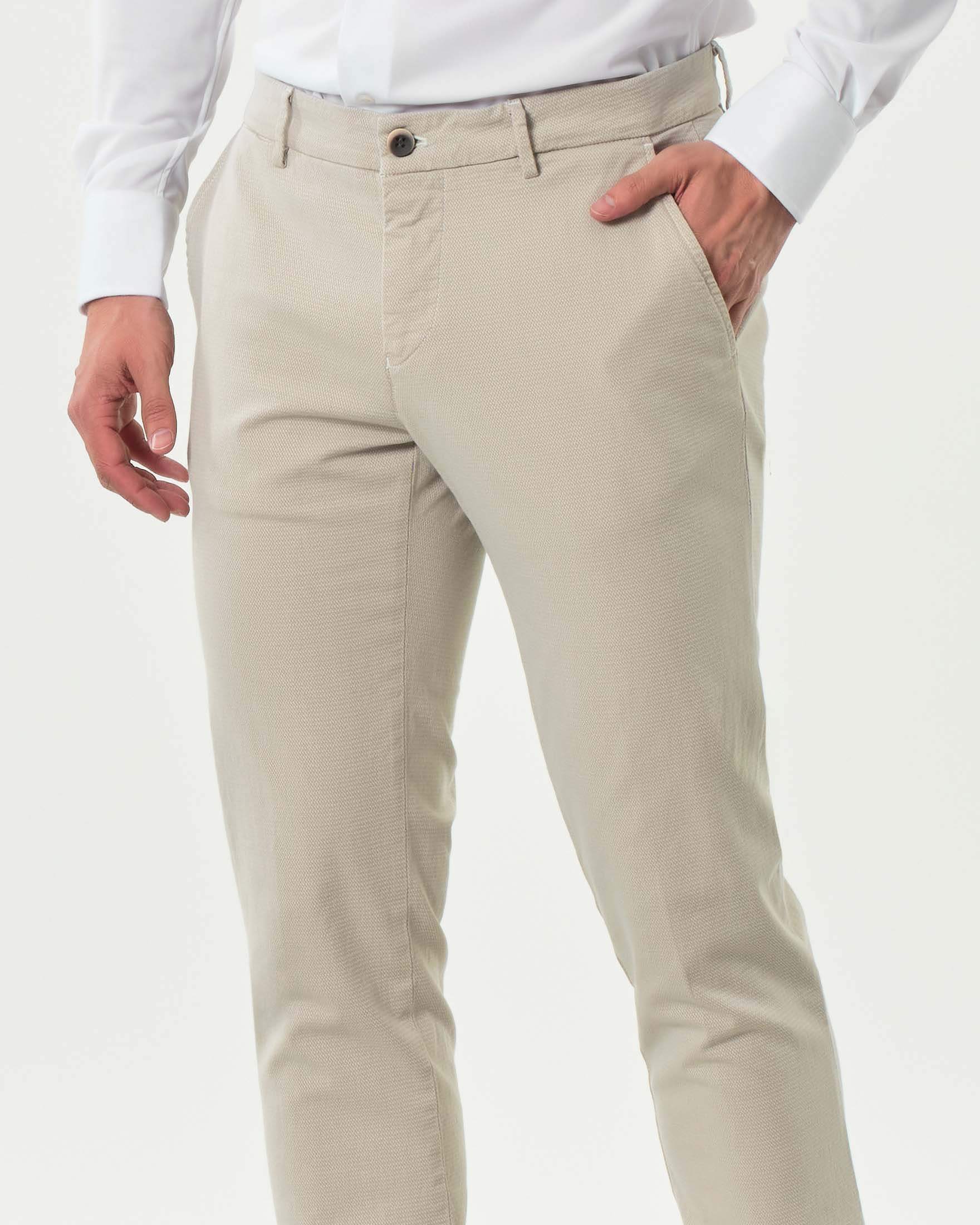 Pantalone chino Powell Levanto beige in cotone stretch micro armatura image