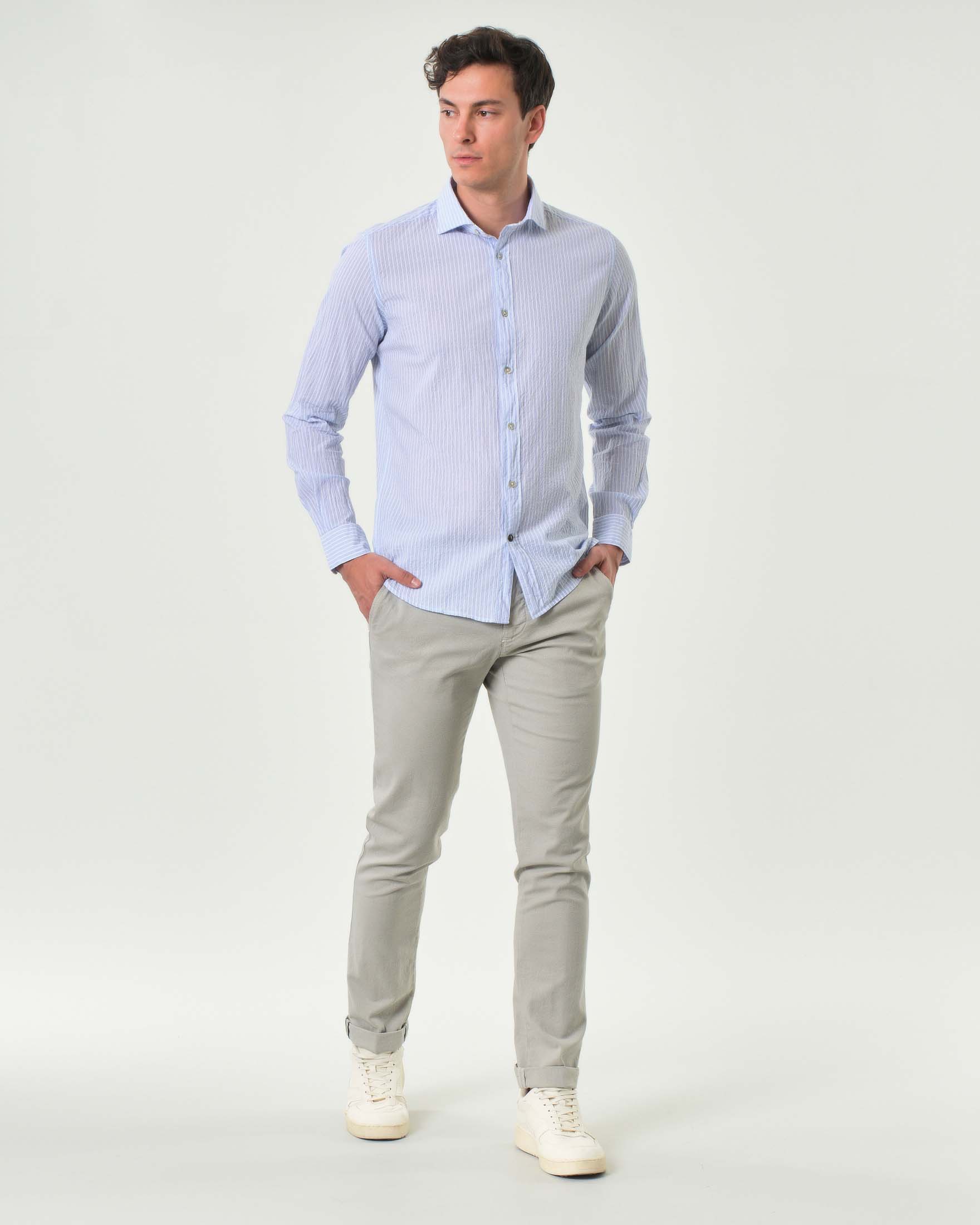 Pantalone Powell chino Levanto grigio in cotone stretch micro armatura