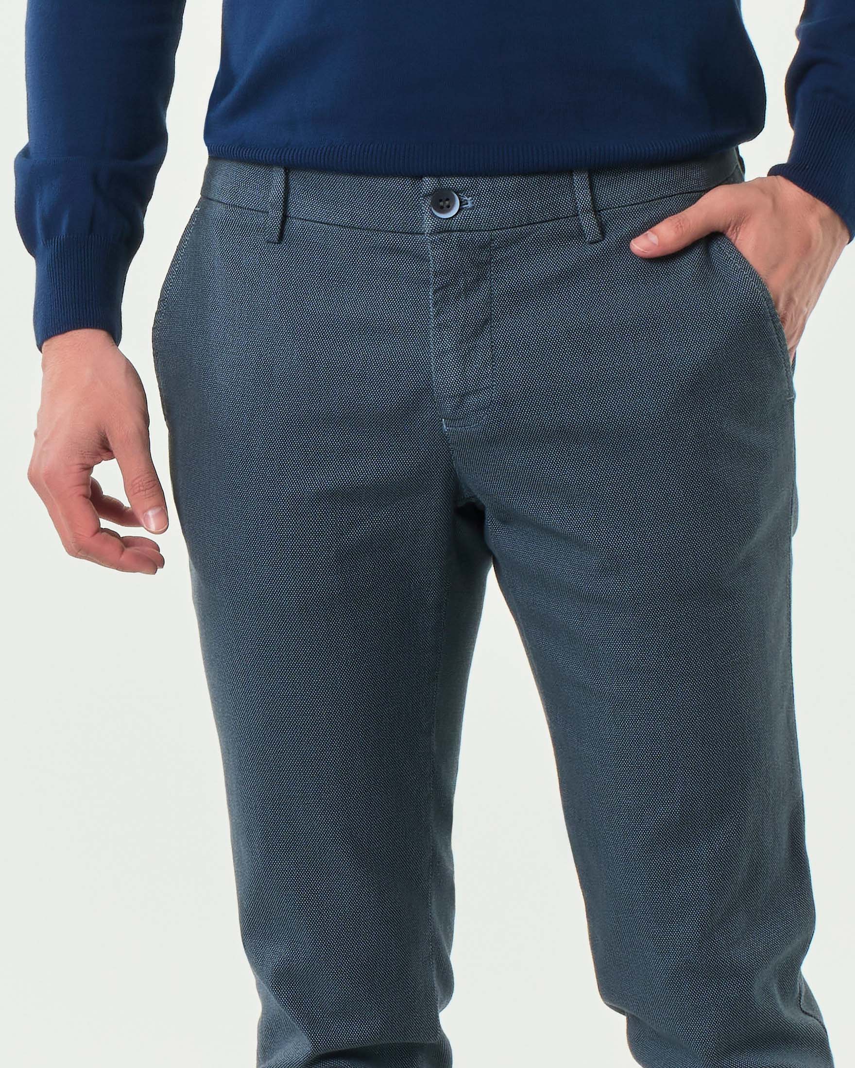 Pantalone Powell chino Levanto blu indaco in cotone stretch occhio di pernice image