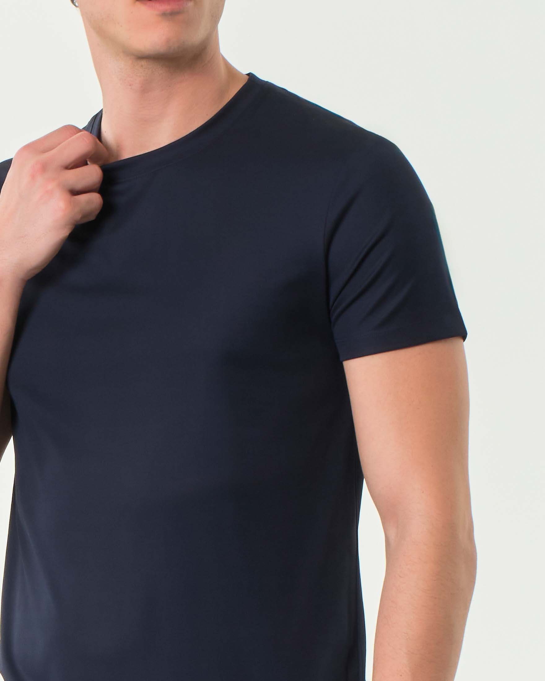 T-shirt Re-Do It blu tinta unita in tessuto tecnico stretch image