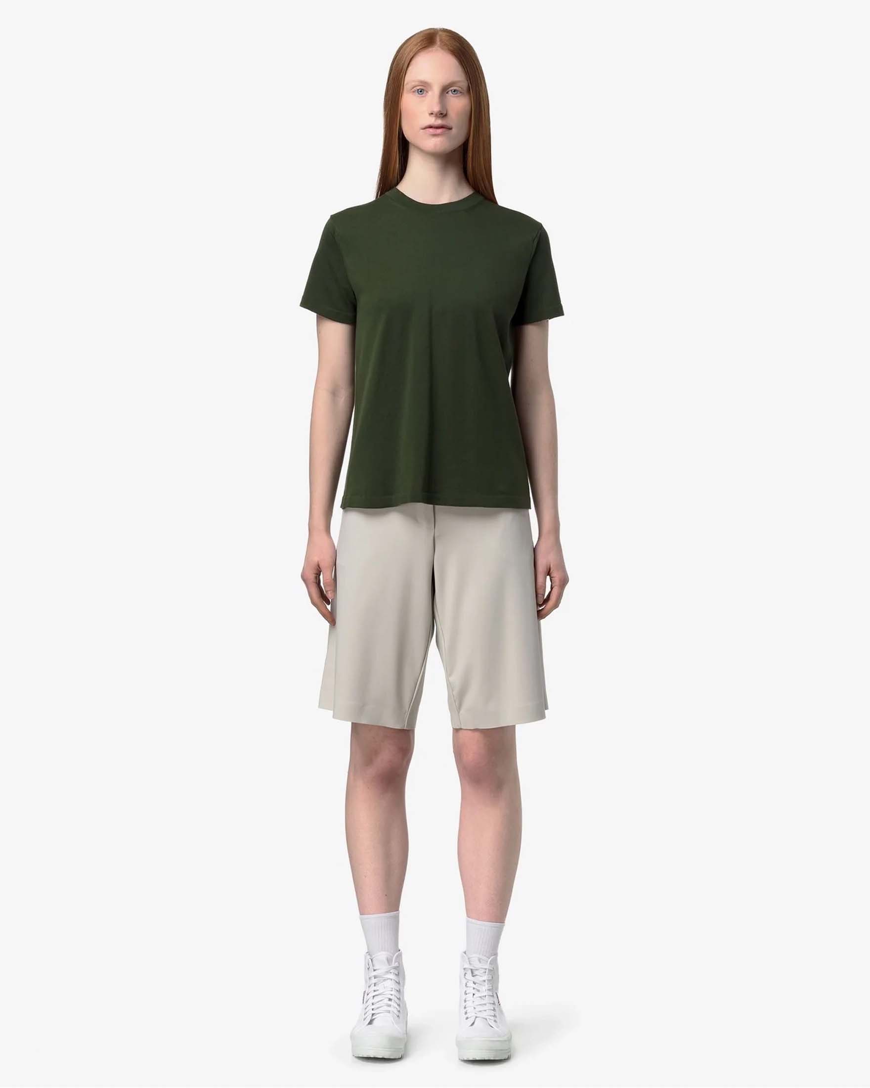 ATHMILE T-shirt Oversize Donna Manica Corta Girocollo - Maglietta Base Casual Verde Militare, Taglia L - Morbida E Leggera Per Estate, Y2K