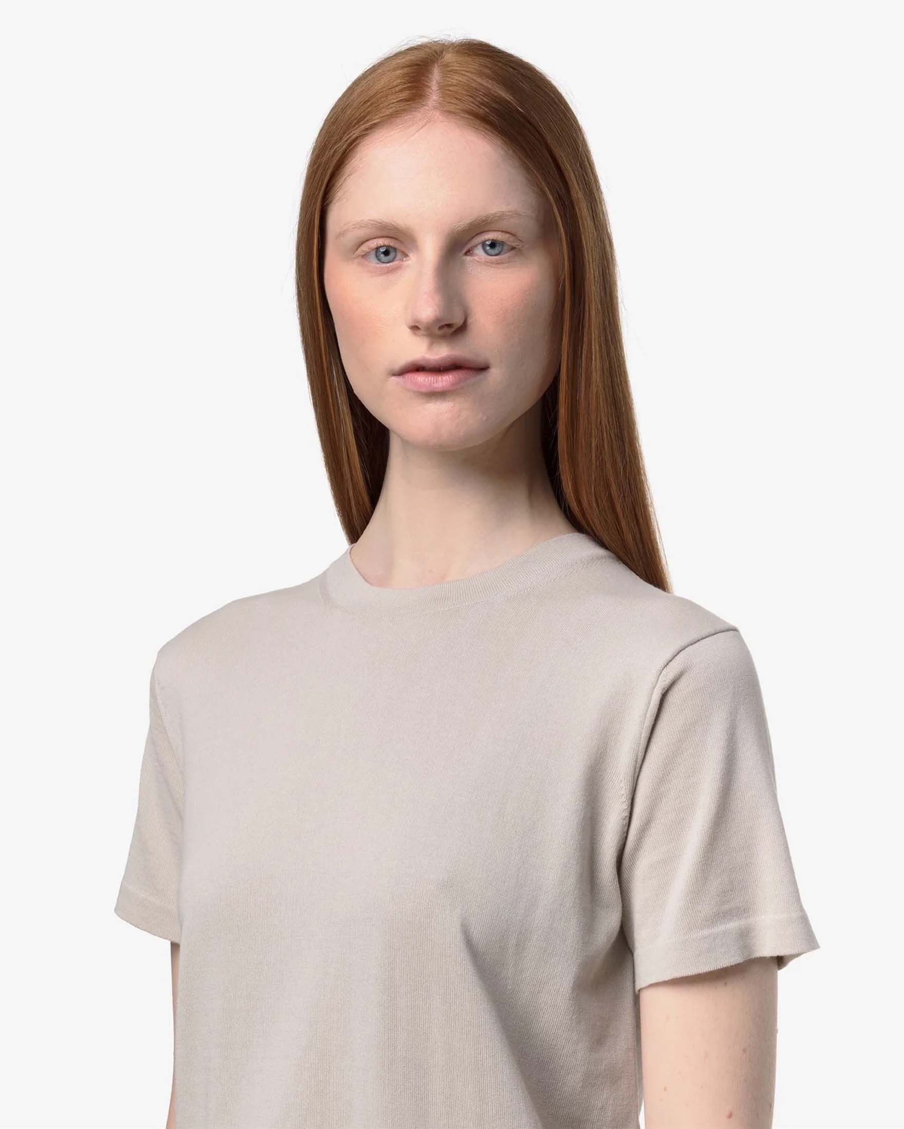 Maglietta Donna Maniche Corte Ecrù Con Stampa - Koroshi - Morbida Viscosa Con Dettaglio Metallico - 2